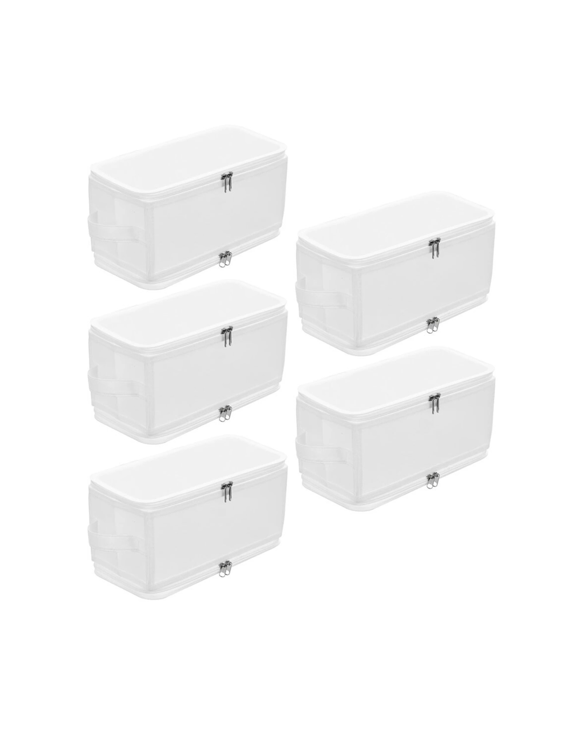 1 BOXSWEDEN 5PK Foldaway Storage Box Collapsible Storage 6.7L Capacity Handles
 - white, 1 of 6