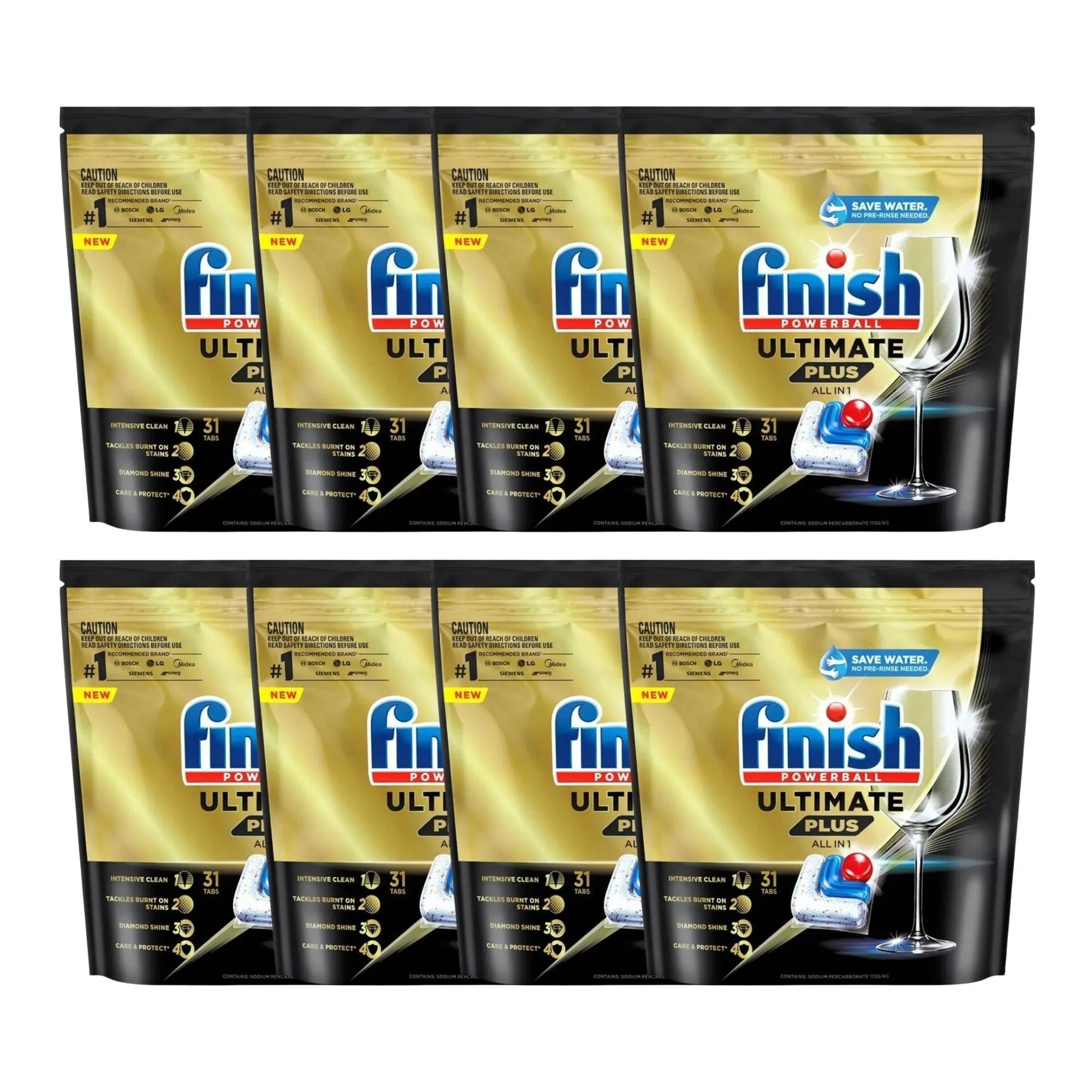 1 Finish Powerball Ultimate Plus Reg Dish Caps All In 1 Pk31 x8, 1 of 2