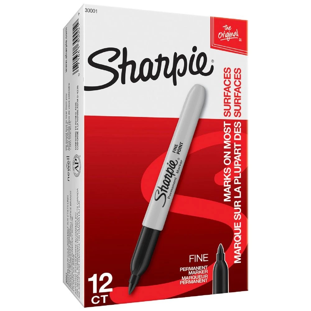 1 Sharpie Fine Permanent Markers Black 12 Pack, 1 of 8