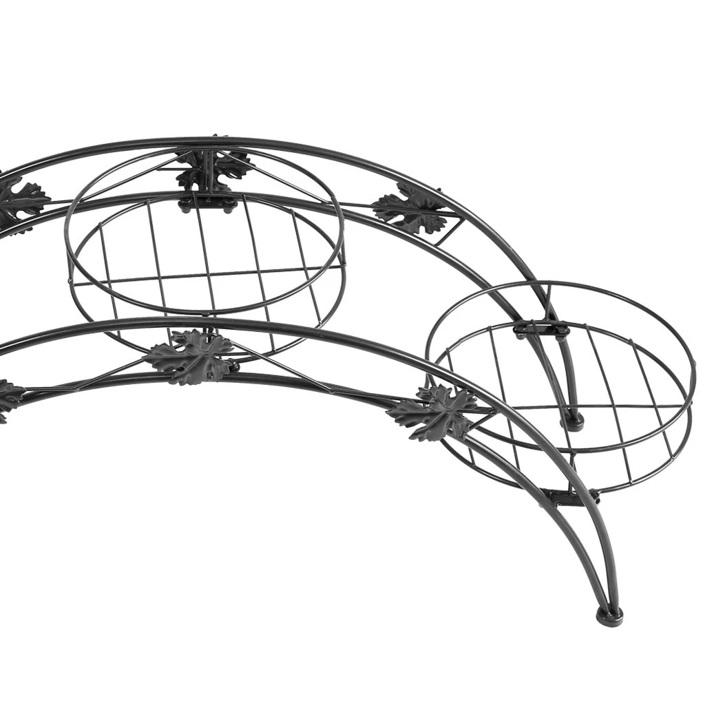 5 Levede 2 Pcs Arch Shape Metal Plant Stand with 3 Plant Pot Space - Black, 5 of 8