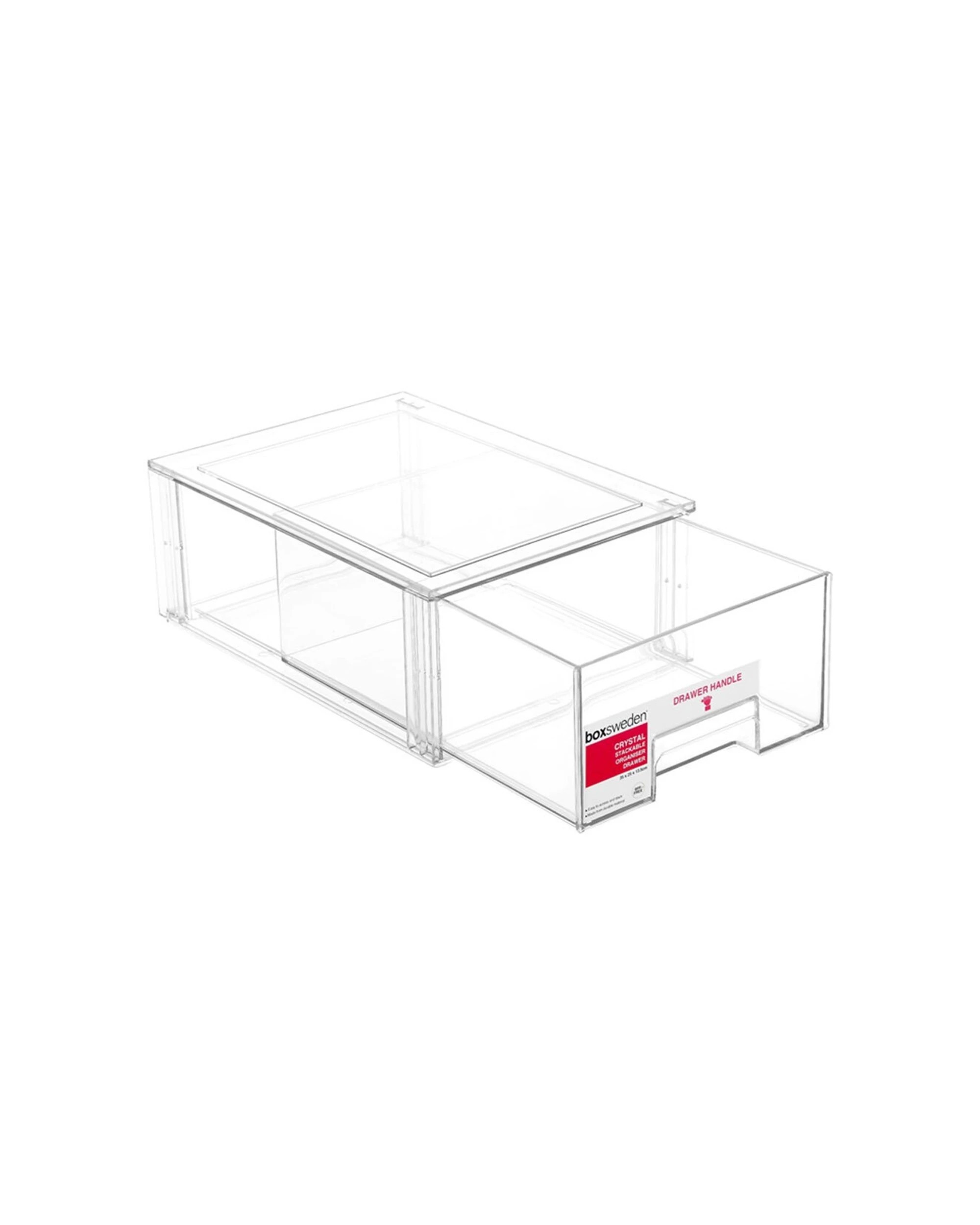2 Boxsweden Crystal Stackable Organiser Drawer 35cm With Handle Storage Box
 - Clear, 2 of 5