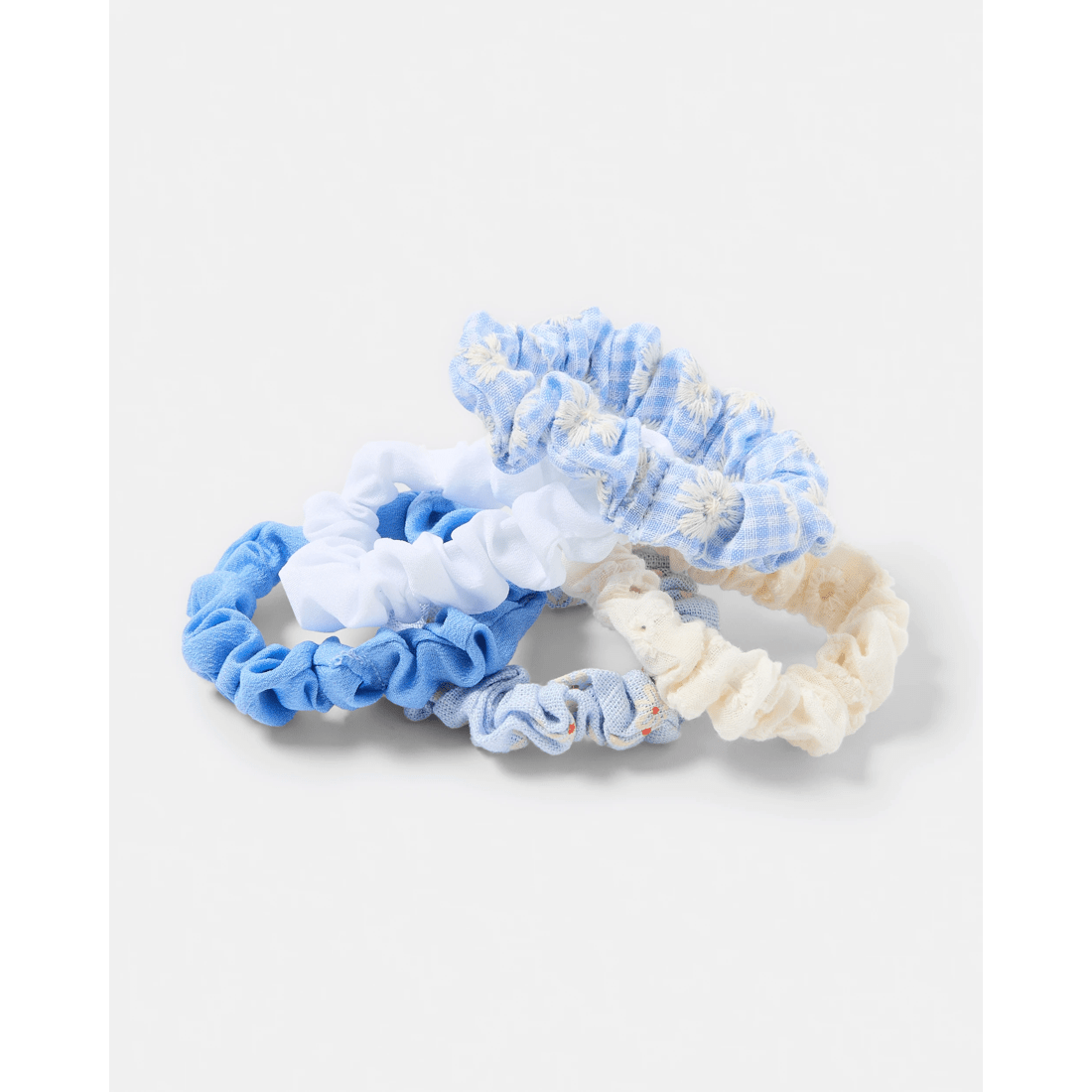3 5 Pack Mini Broderie Hair Scrunchies, 3 of 5