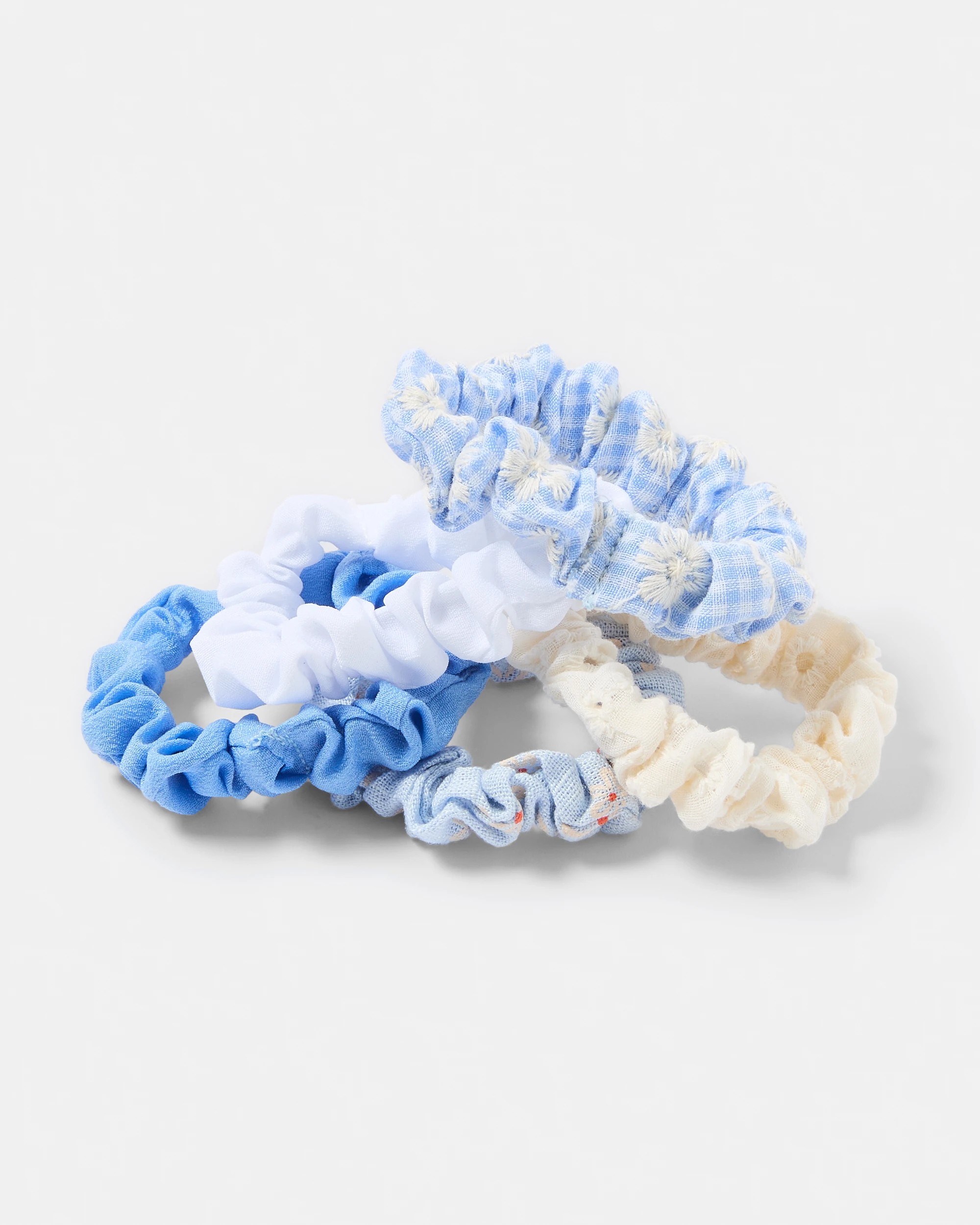 3 5 Pack Mini Broderie Hair Scrunchies, 3 of 5