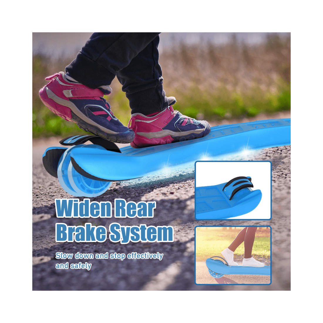 9 Advwin Foldable Kids Scooter w/ Music Light Up 3 Wheels Blue, 9 of 10