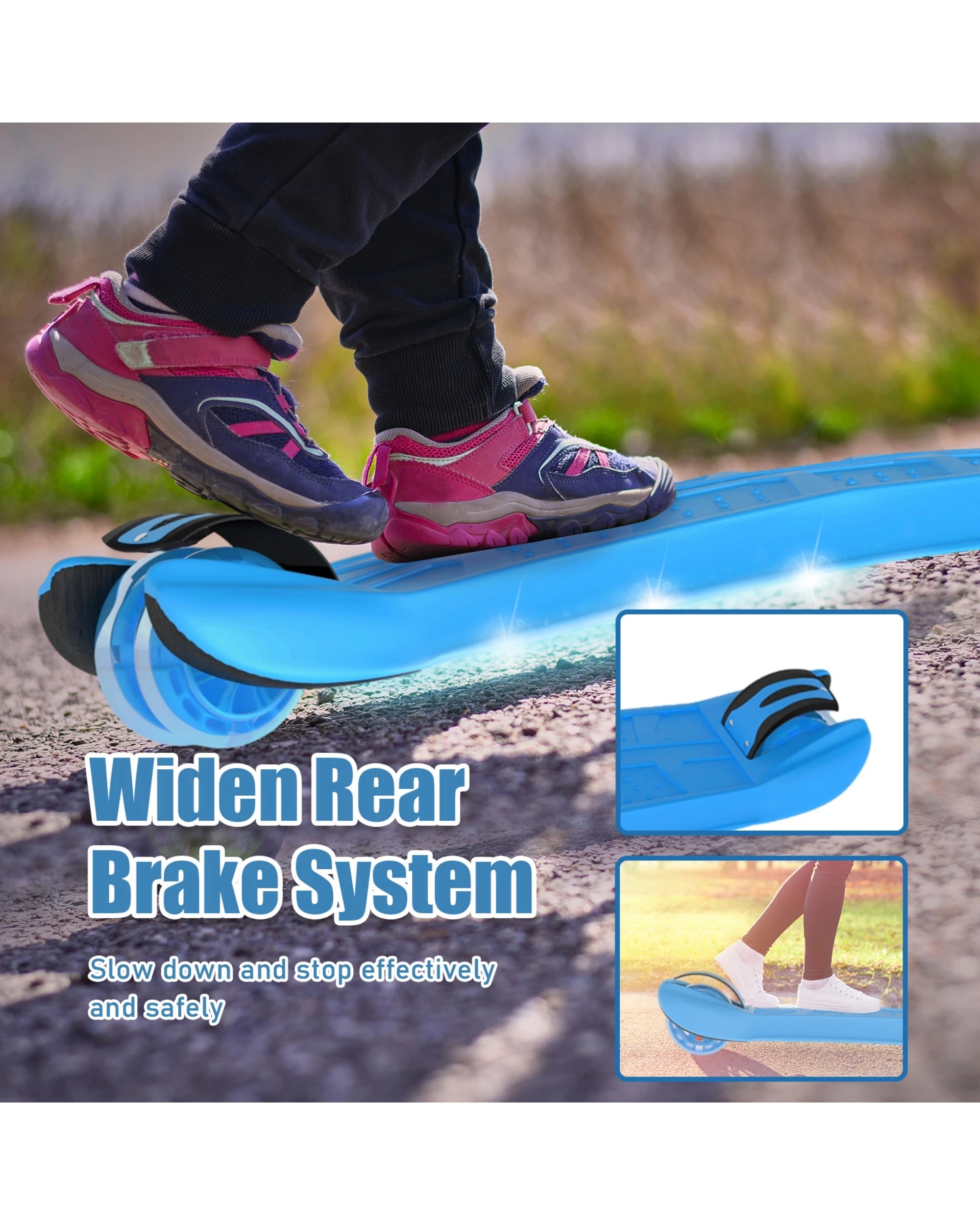 9 Advwin Foldable Kids Scooter w/ Music Light Up 3 Wheels Blue, 9 of 10