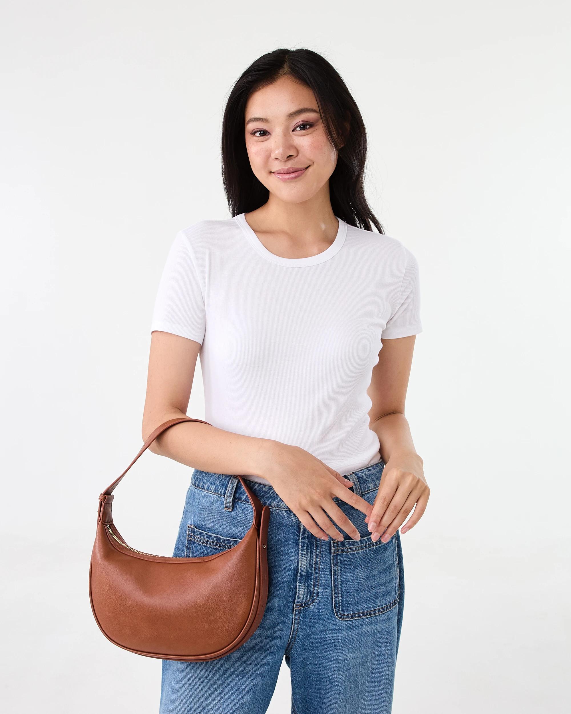 6 Everyday Crescent Crossbody Bag Warm Umber, 6 of 6