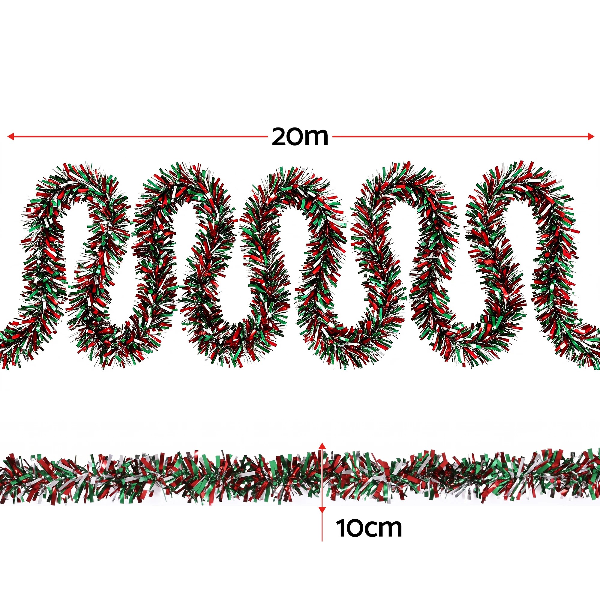 2 Jingle Jollys 20M Christmas Tinsel Garland Mixed Colors Xmas Party Decoration - Green, 2 of 7