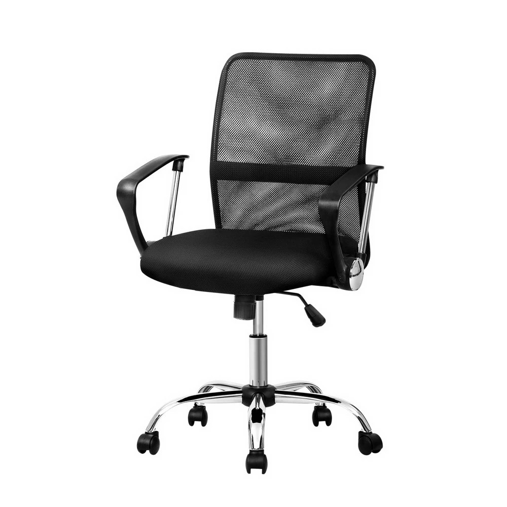 1 Artiss Mesh Office Chair Mid Back - Black, 1 of 6