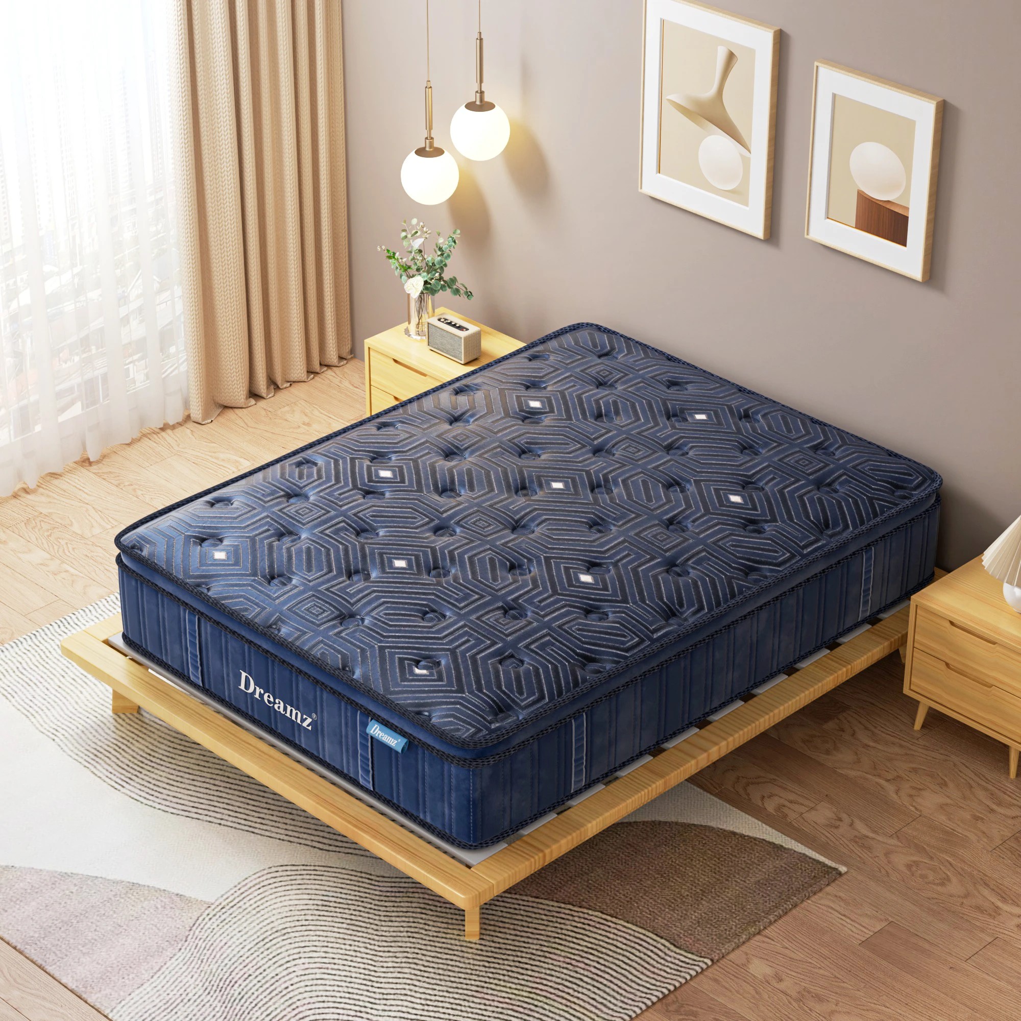 7 DreamZ Spring Mattress Bed Euro Top Pocket Spring Medium Firm Foam 30cm King, 7 of 7