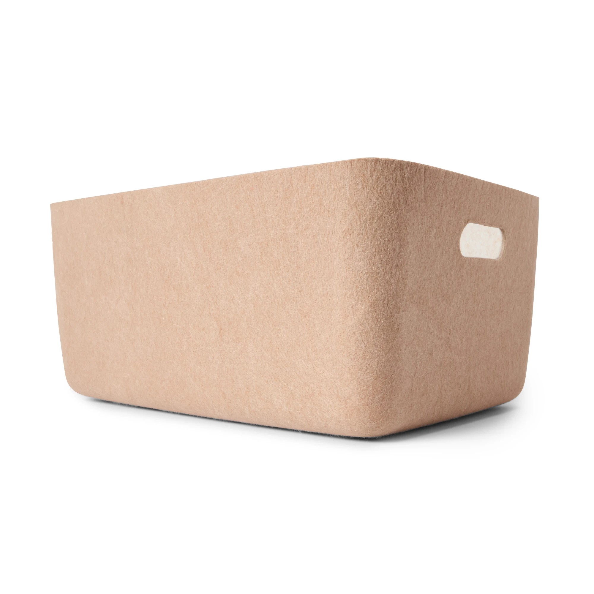 3 Two Tone Flat Felt Basket - Large, Beige, 3 of 9