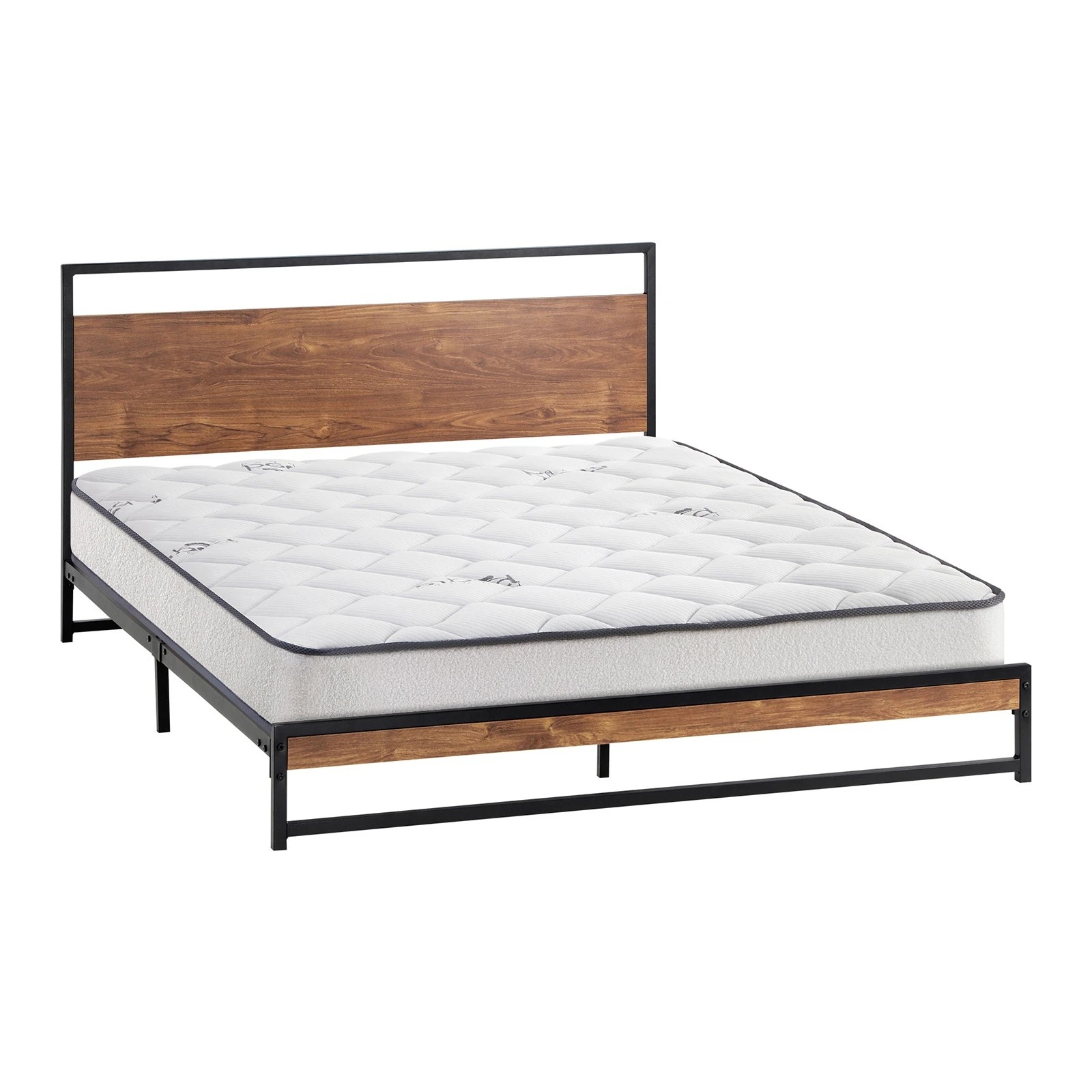 5 Oikiture Metal Bed Frame Queen Size Beds Platform With Mattress
 - Black, 5 of 7