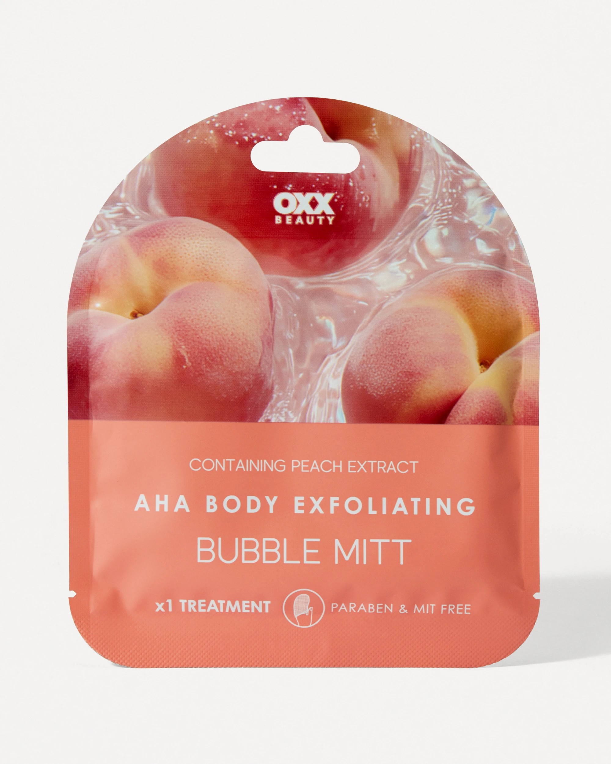 1 OXX Beauty AHA Body Exfoliating Bubble Mitt - Peach, 1 of 2