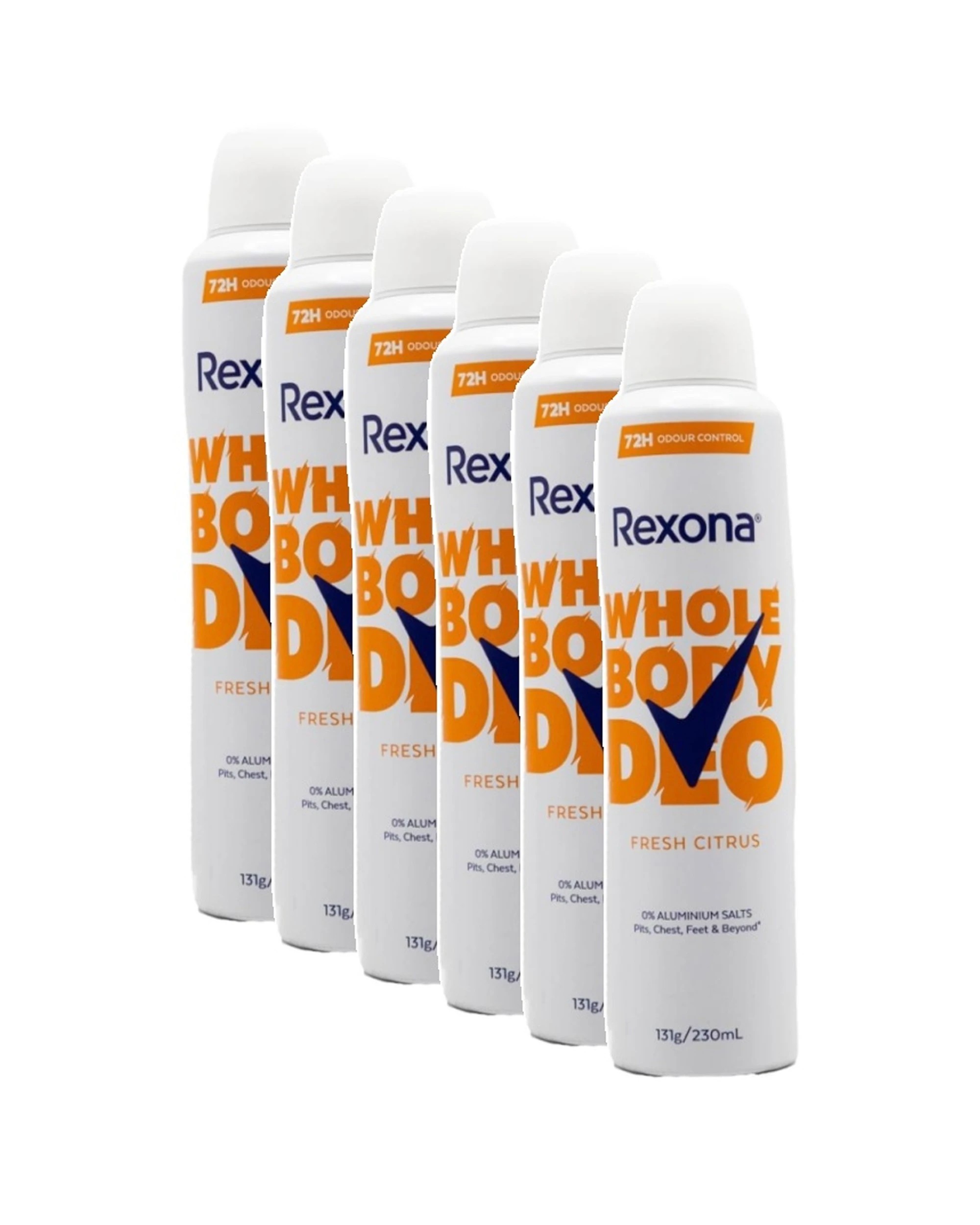 1 Rexona 6pk Whole Body Deo Deodorant Fresh Citrus 72 Hour Odour Control 230ml - White, 1 of 4