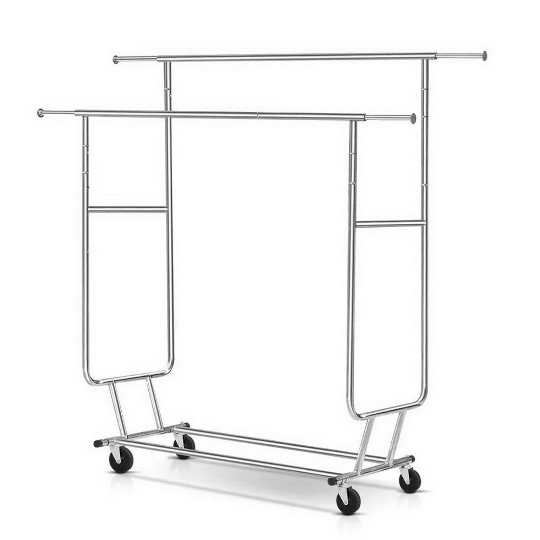 1 Artiss Clothes Rack Airer Double Rail Coat Stand Adjustable Hanger - Silver, 1 of 7