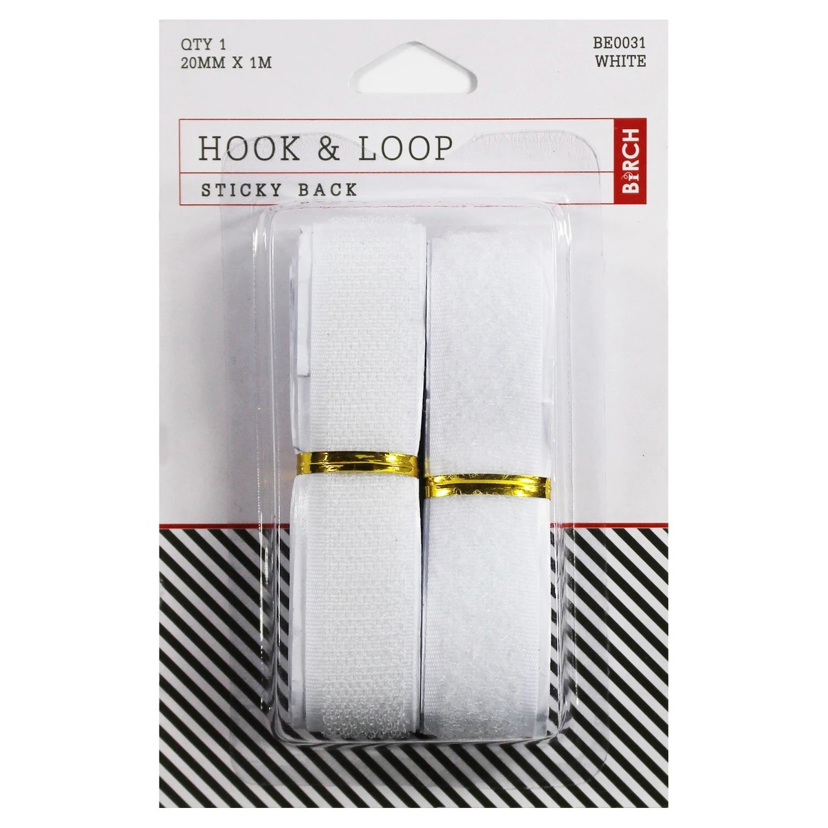 1 Birch Hook & Loop Sticky Back - White, 1 of 1