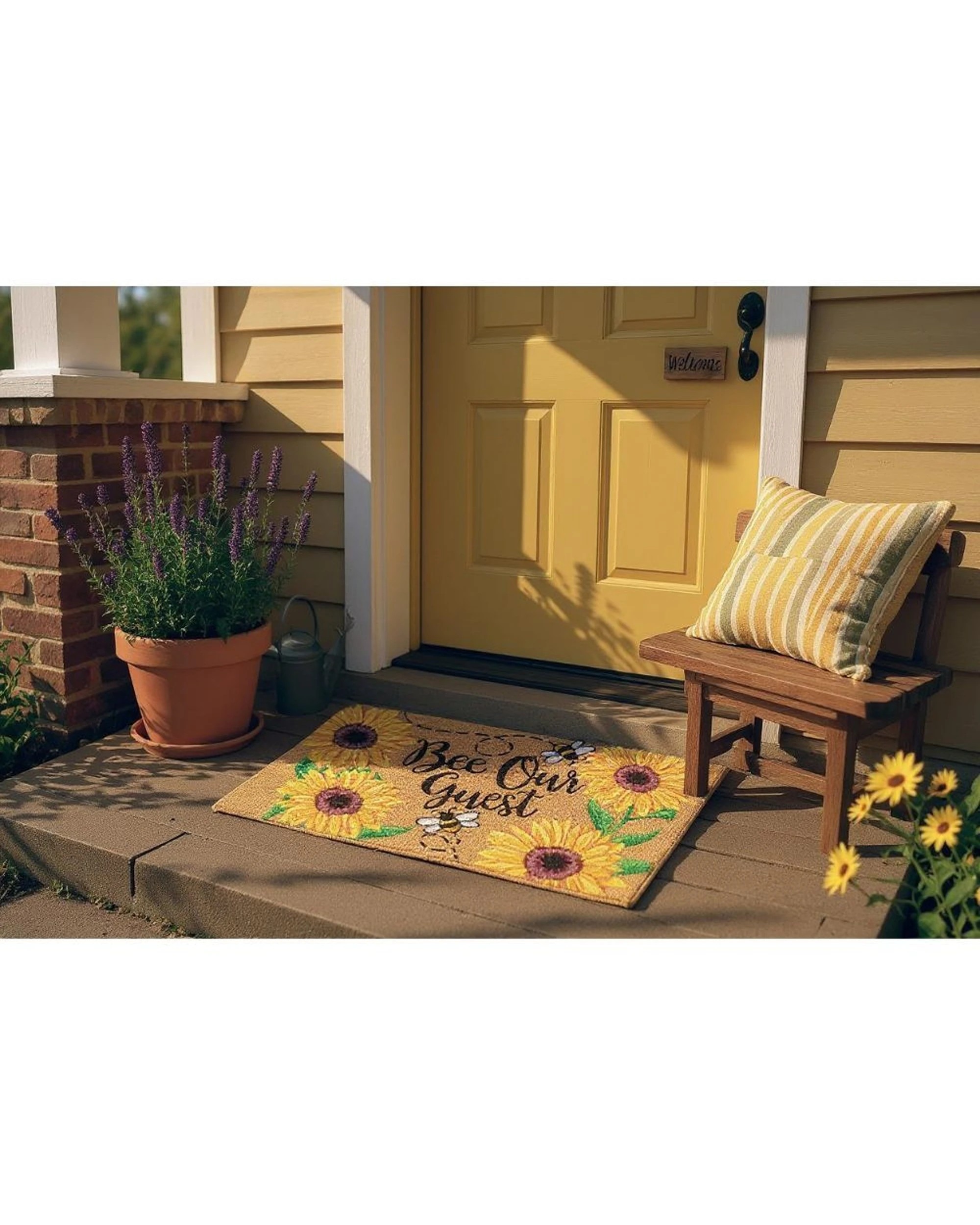 7 Solemate PVC Be Our Guest 45x75cm Outdoor Doormat PVC Backed Coconut Coir - Multi, 7 of 7