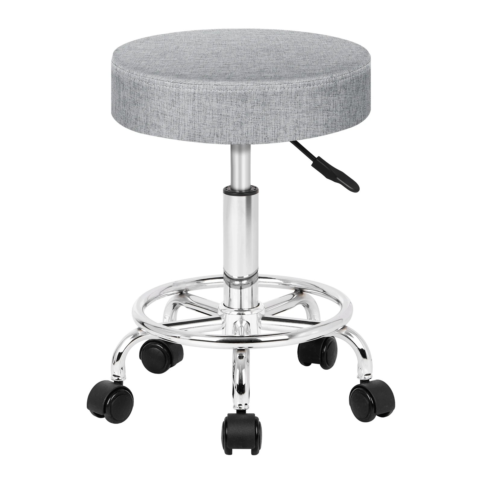 8 Alfordson 2x Salon Stool Round Swivel Barber Hair Dress Chair - Light Grey, 8 of 10