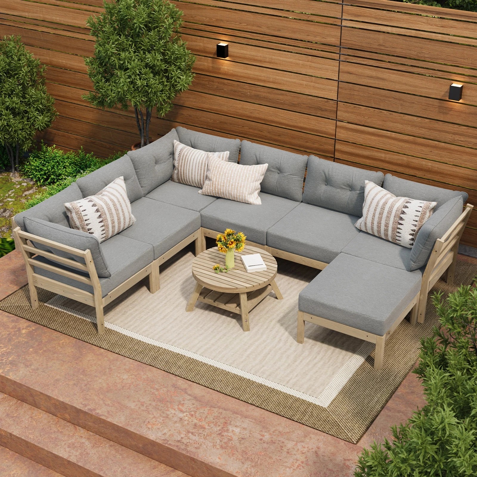 3 Livsip 8PCS Outdoor Sofa Set Lounge Setting Patio Furniture - Grey, 3 of 10