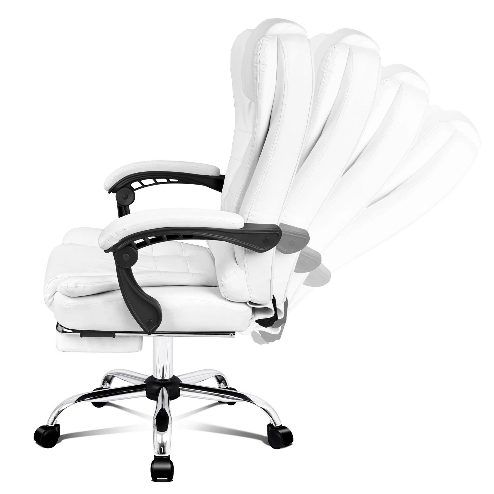 5 Alfordson Massage Office Chair Heated Seat Gaming Racer Executive PU Leather - White, 5 of 10