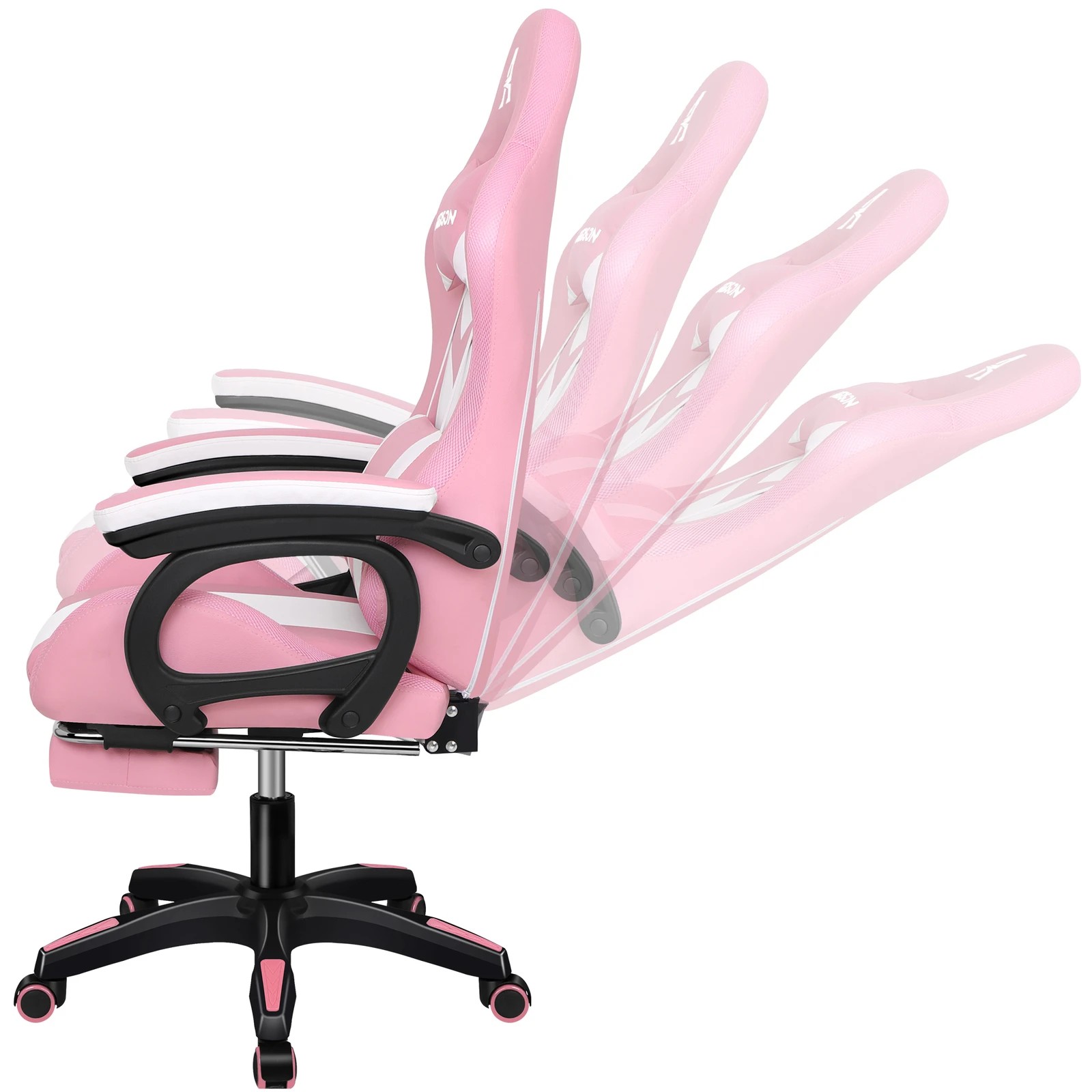 8 Alfordson Gaming Office Chair 12 RGB LED Massage Computer Seat Footrest - Pink, 8 of 10