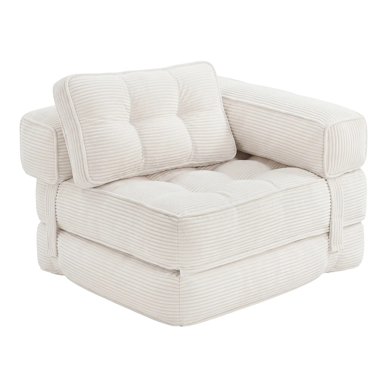 1 Advwin Folding Sofa Bed 3-in-1 Convertible Sleeper Chair with L-Shaped Armrest & Pillow Lazy Floor Sofa - Beige, 1 of 4