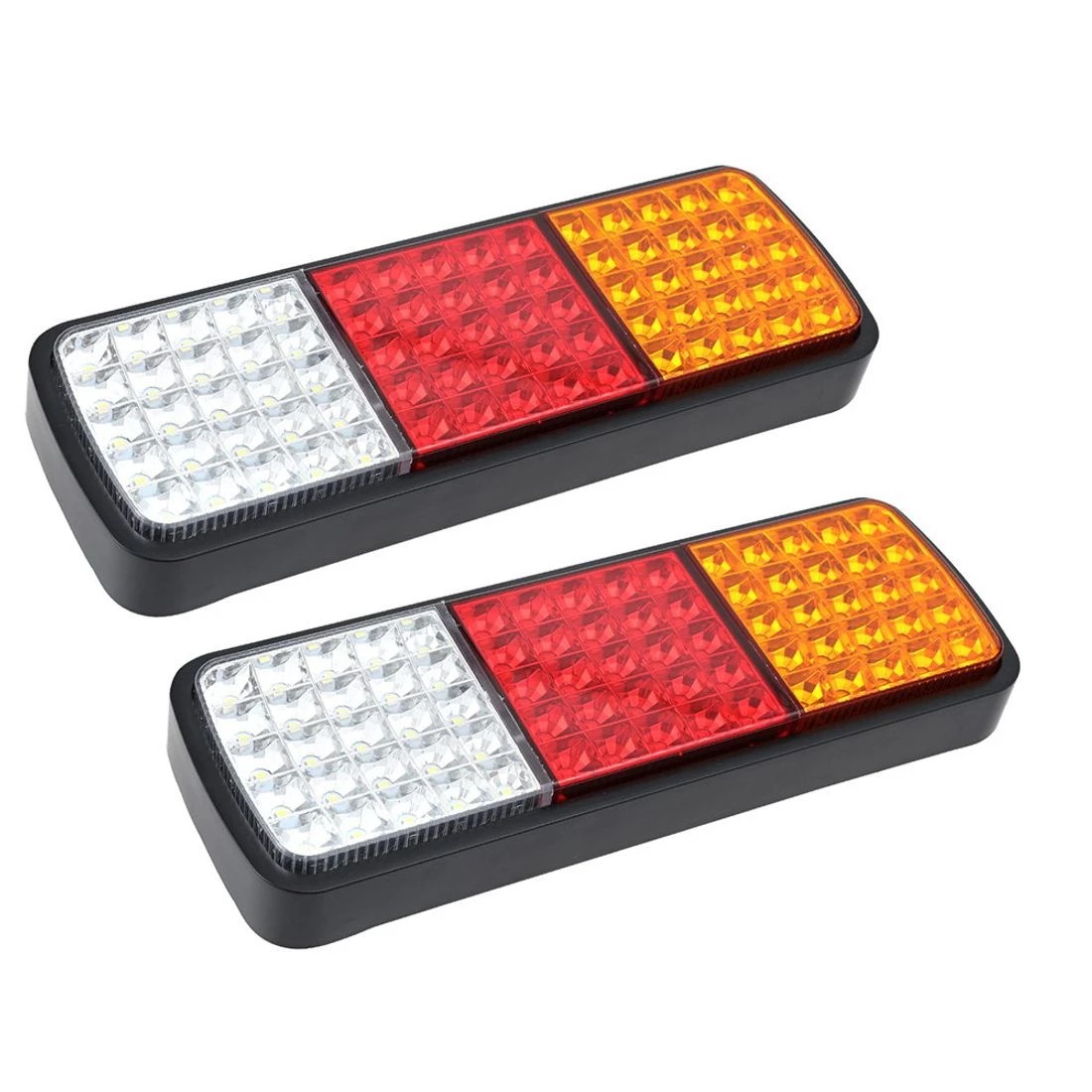 1 Giantz Pair 75 LED Tail Lights Stop Reverse Indicator 12V Ute Trailer Caravan Truck Boat - Black, 1 of 1