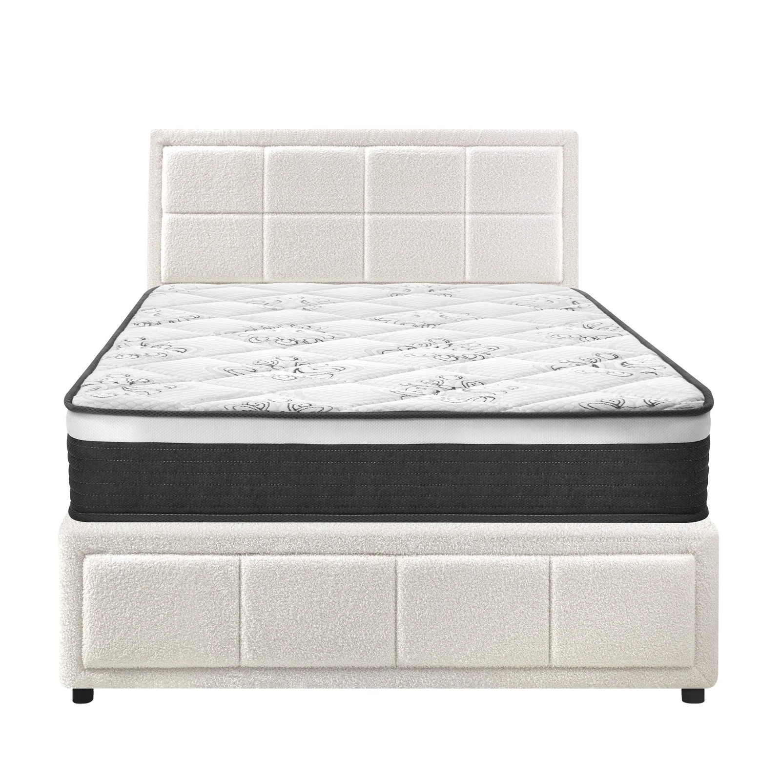 8 Oikiture Bed Frame King Single Size Gas Lift Storage With Mattress Set BOSS - White, 8 of 8