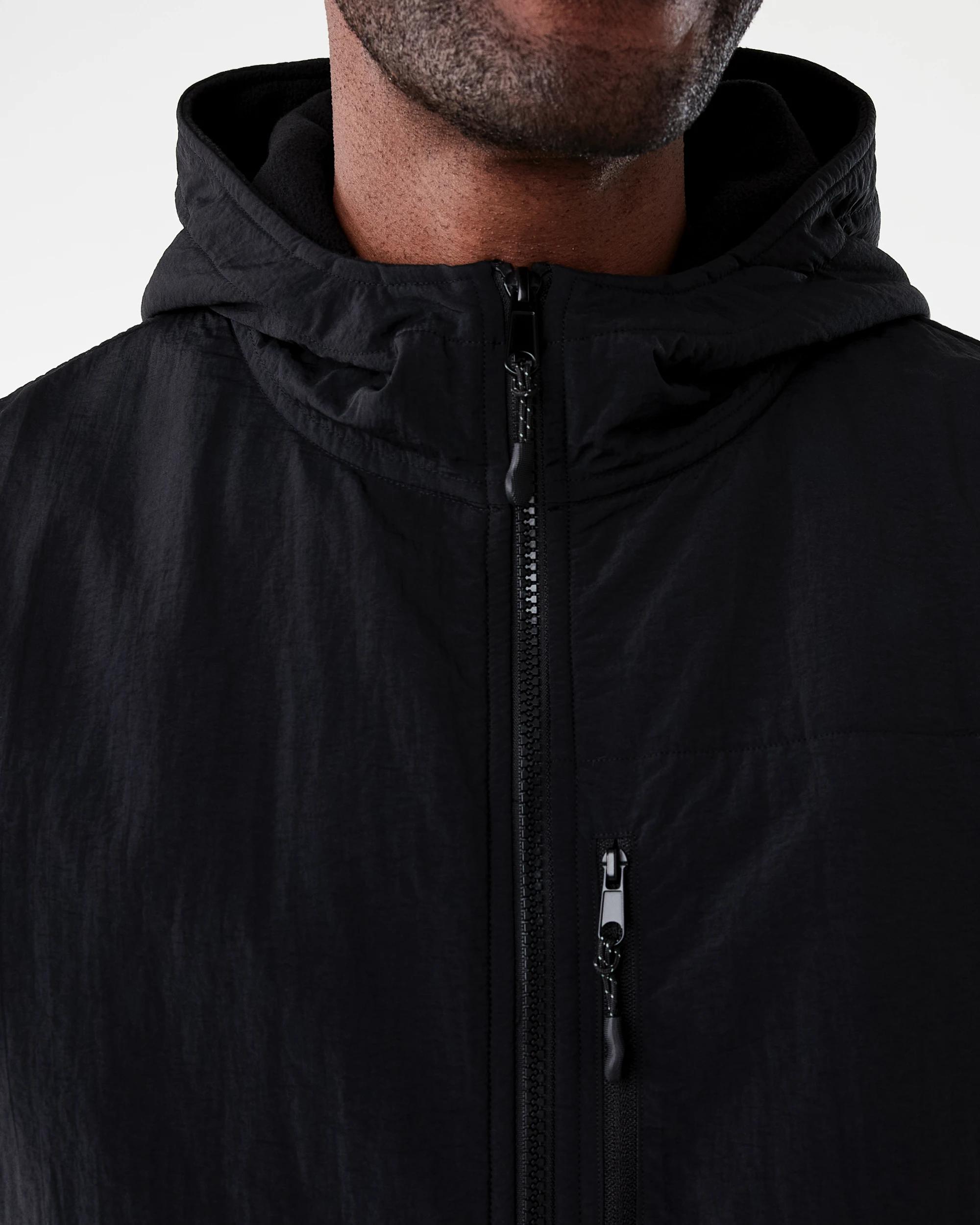 6 Active Mens Polar Fleece Full Zip Hoodie Black W26, 6 of 8