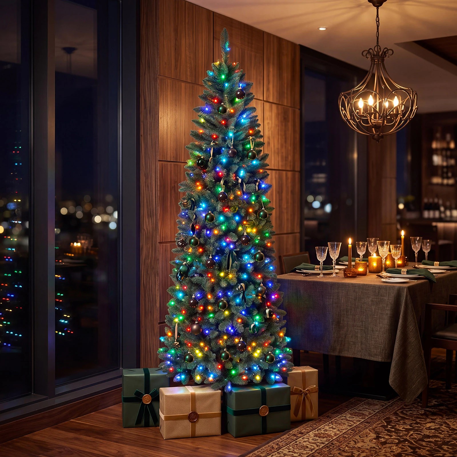 Costway 2.25M/7.5FT Smart Christmas Tree w/350 RGB LEDs & Music Sync ...