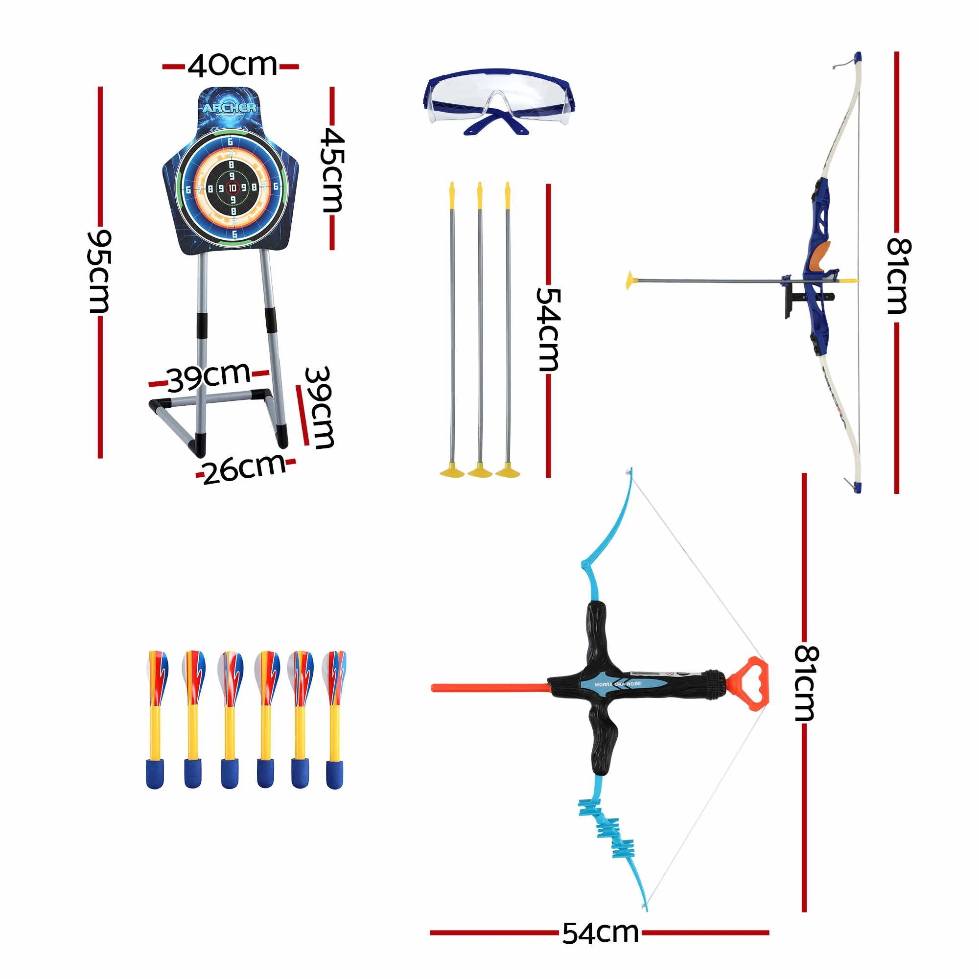 2 Keezi Kids Bow and Arrow Set Toy Archery Standing Target Suction Cup Arrows - Blue, 2 of 8