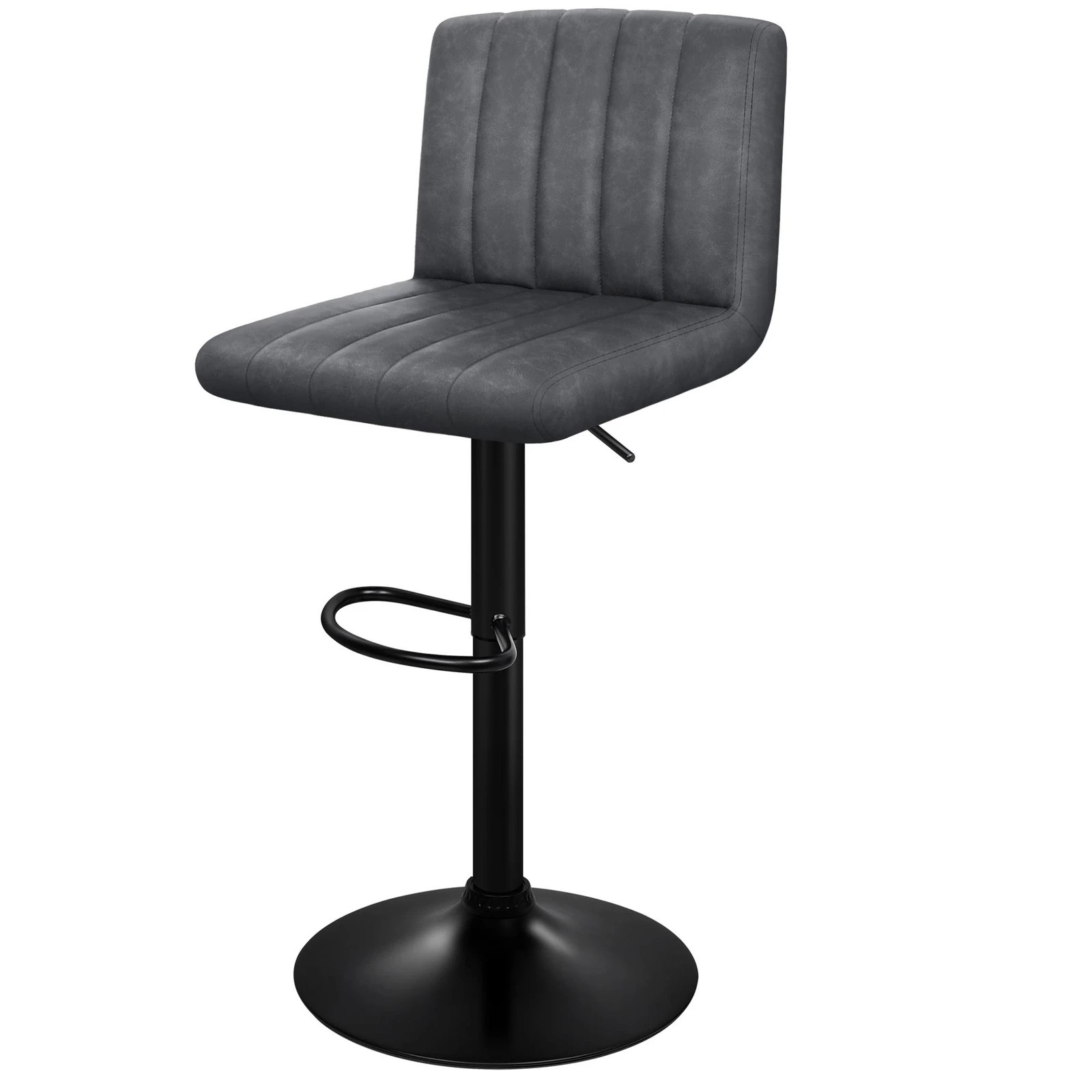 4 Alfordson 2x Bar Stools Macias Kitchen Swivel Chair Leather Gas Lift - Grey, 4 of 10