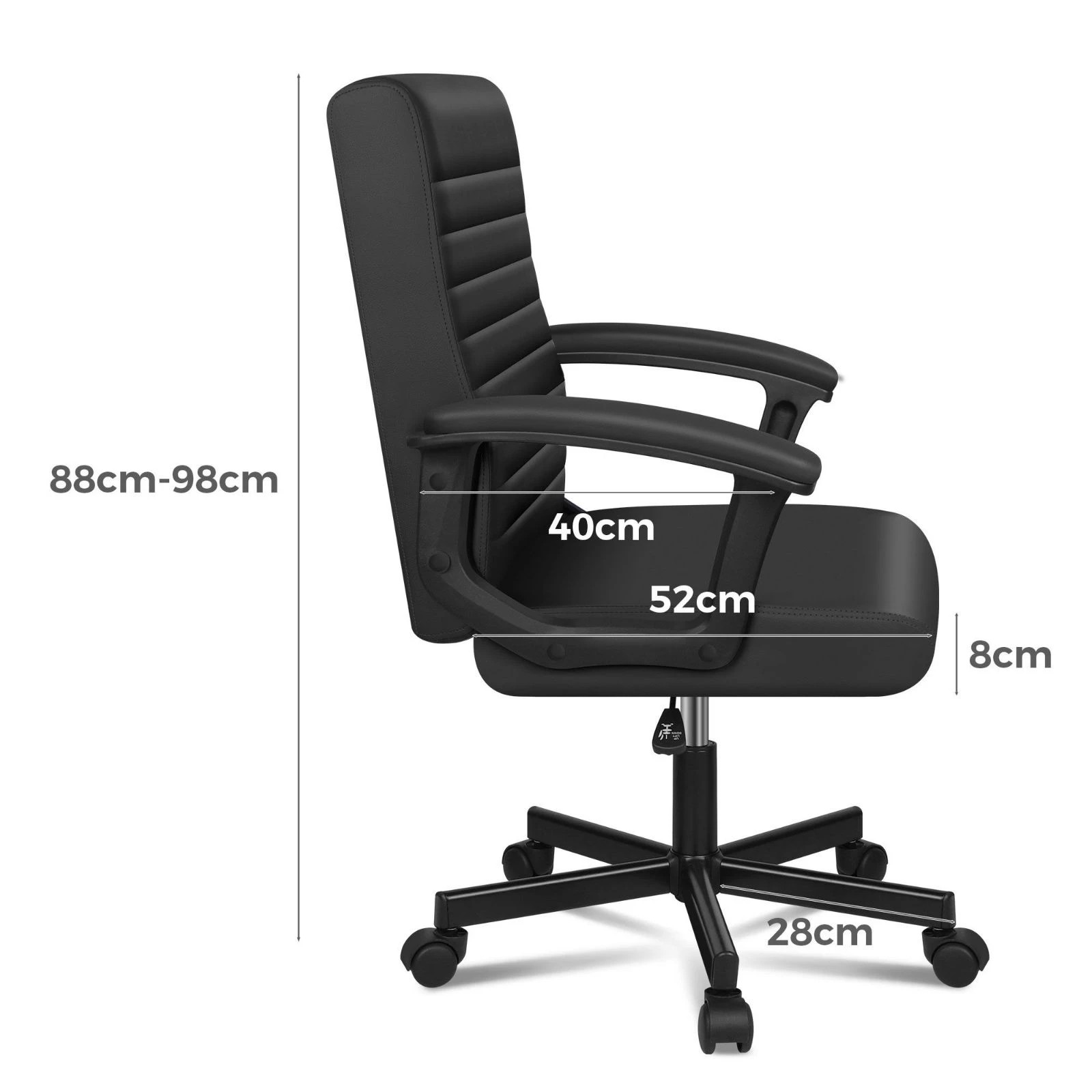 6 Alfordson Office Chair Executive Computer Seat Work Gaming Mid Back - Black, 6 of 9