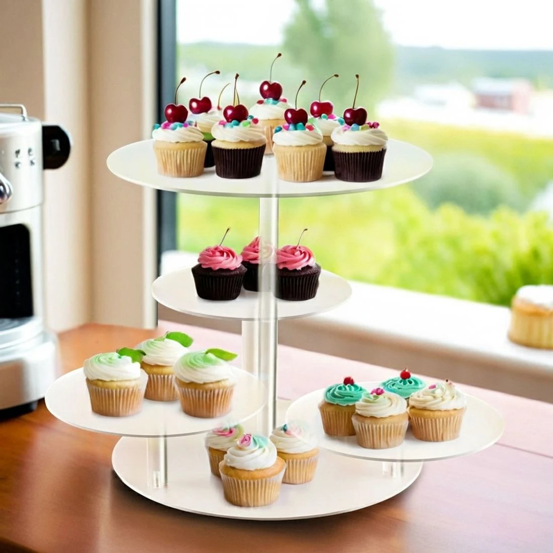 3 5-Star Chef Cake Stand 5 Tiers Acrylic Holder Display Round Clear Wedding Party - Clear, 3 of 4