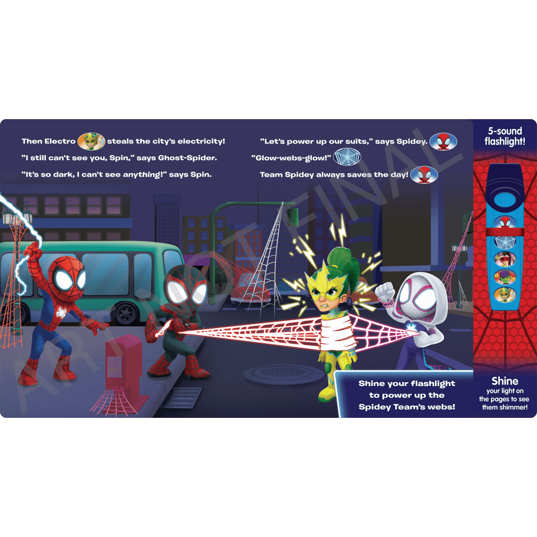 3 Disney Junior Marvel Spidey and his Amazing Friends Glow Spidey Glow! Flashlight Adventure Book, 3 of 6
