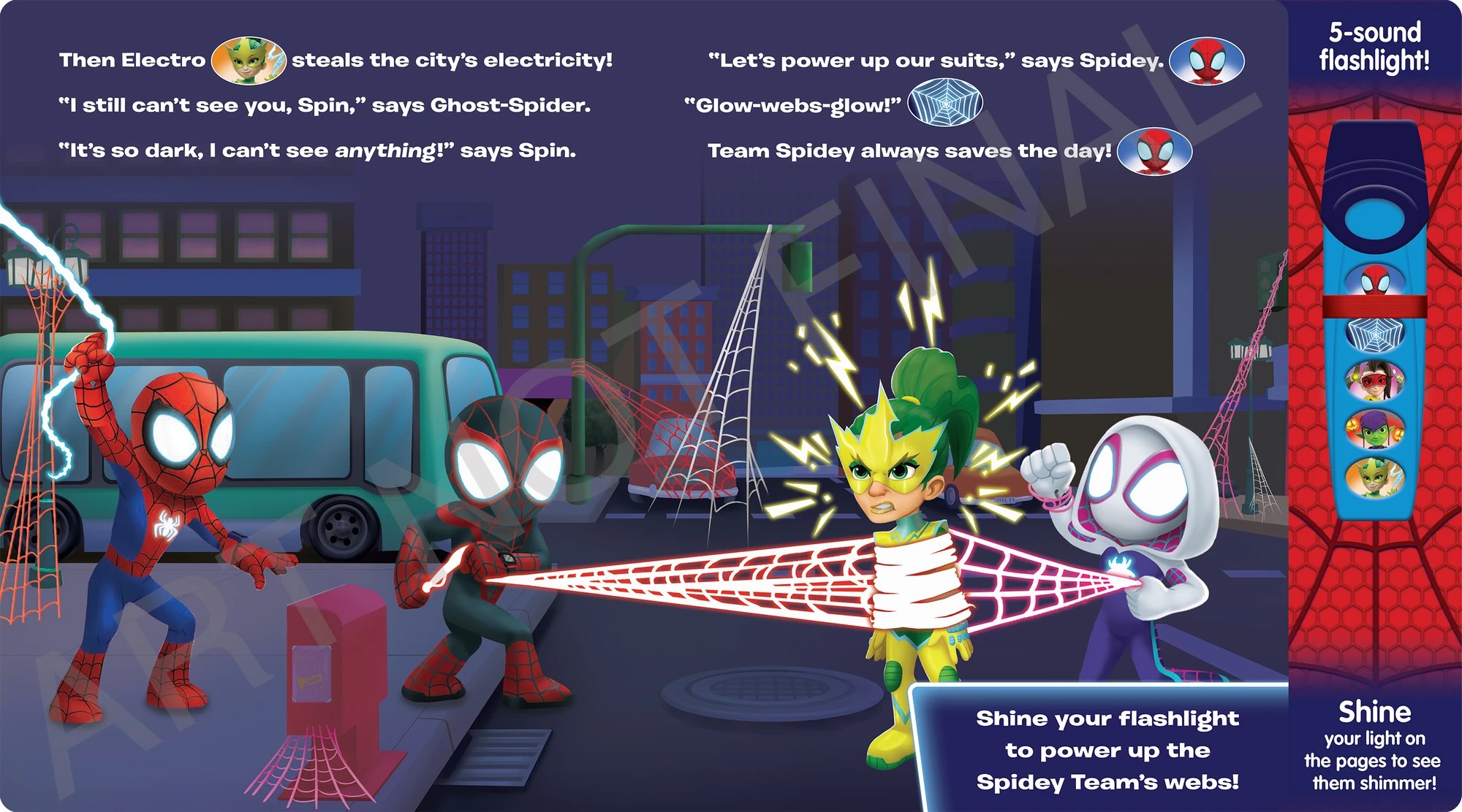 3 Disney Junior Marvel Spidey and his Amazing Friends Glow Spidey Glow! Flashlight Adventure Book, 3 of 6