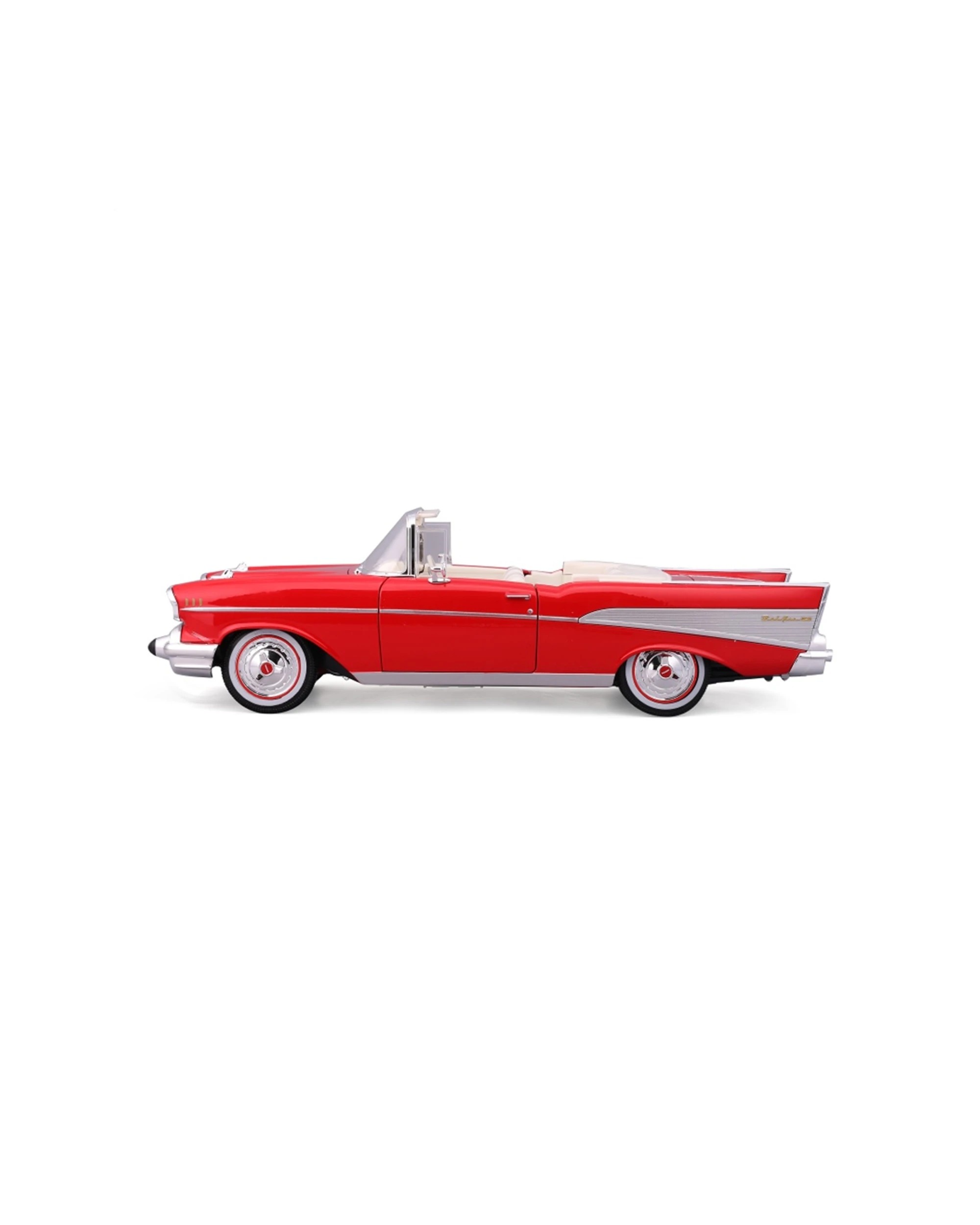 5 Maisto 1957 Chevrolet Bel Air Convertible Diecast Model Car Replica - Red, 5 of 7