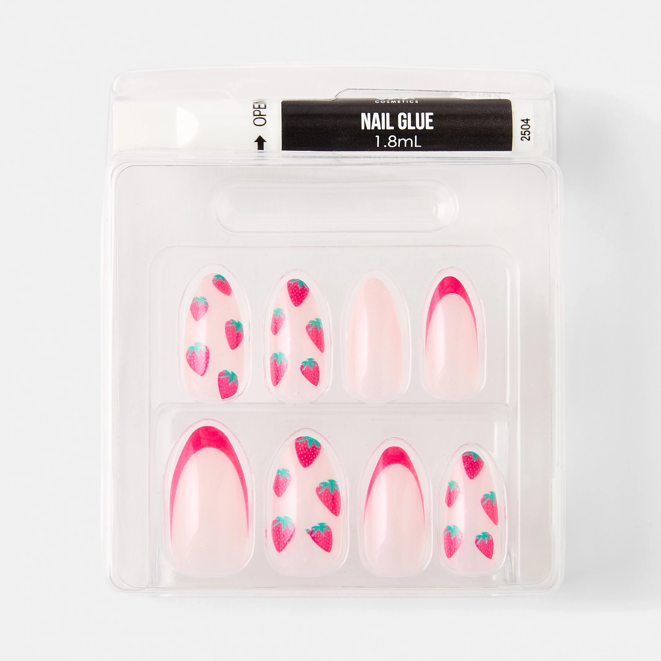 3 OXX Cosmetics 24 Pack Artificial Nails with Adhesive - Stiletto Shape, Strawberry Glaze, 3 of 5