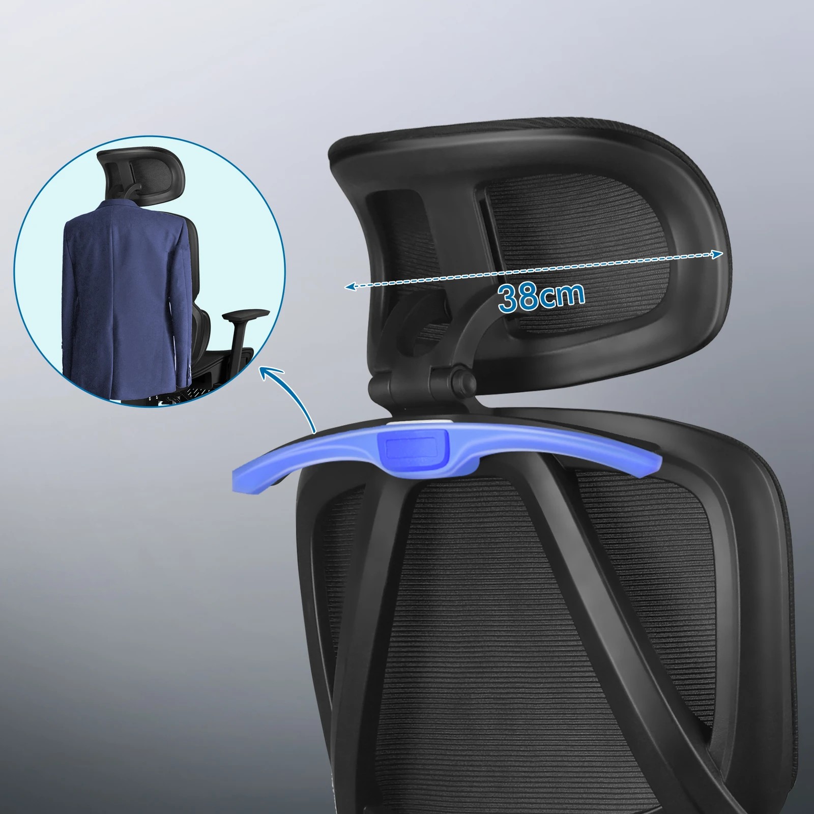 5 Alfordson Ergonomic Office Chair Mesh Seat Desk Computer Gaming - All Black, 5 of 9