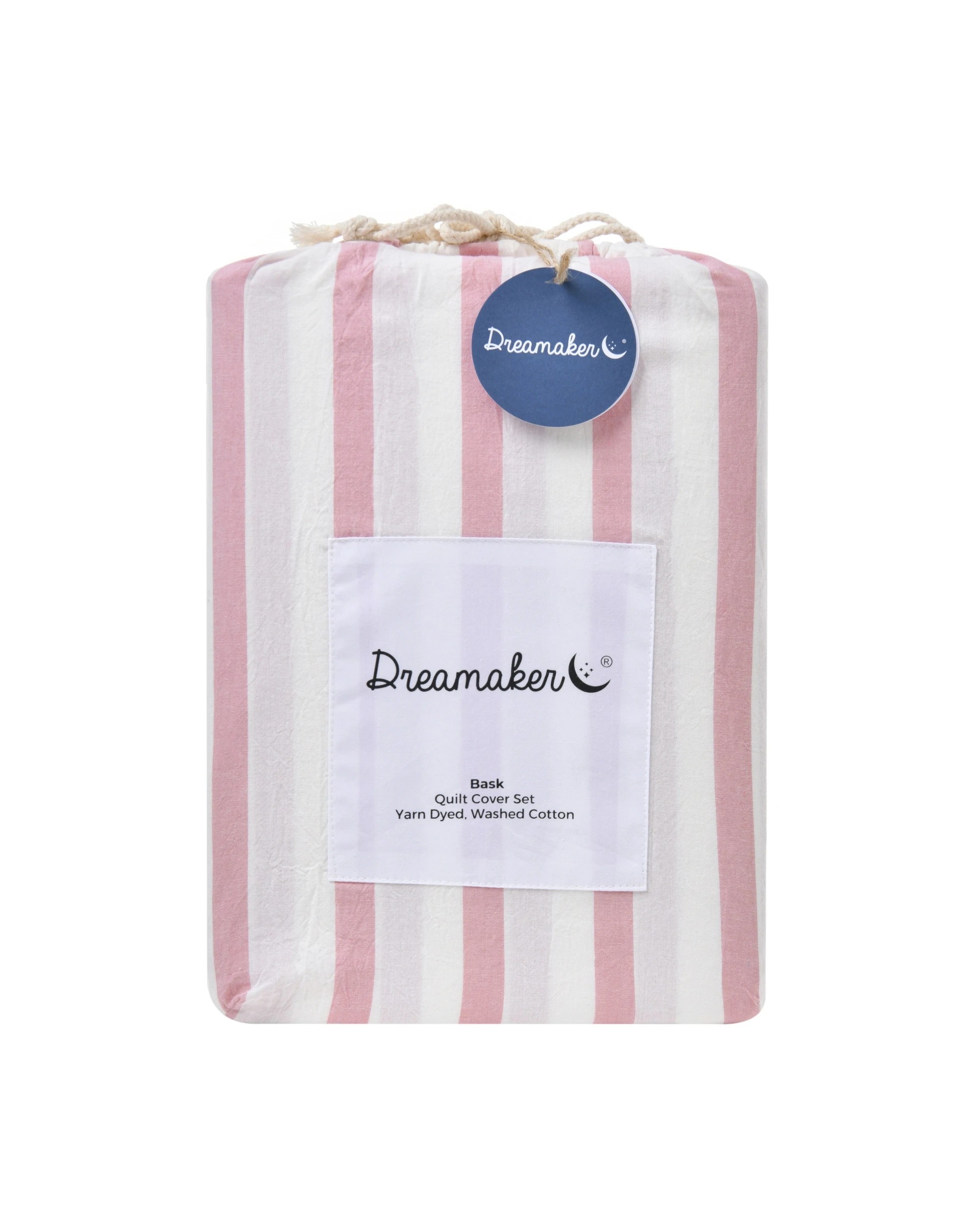 7 Dreamaker Bask Yarn Dyed Washed Cotton Striped Quilt Cover Set - Super King Bed - Pink Pearl, 7 of 7