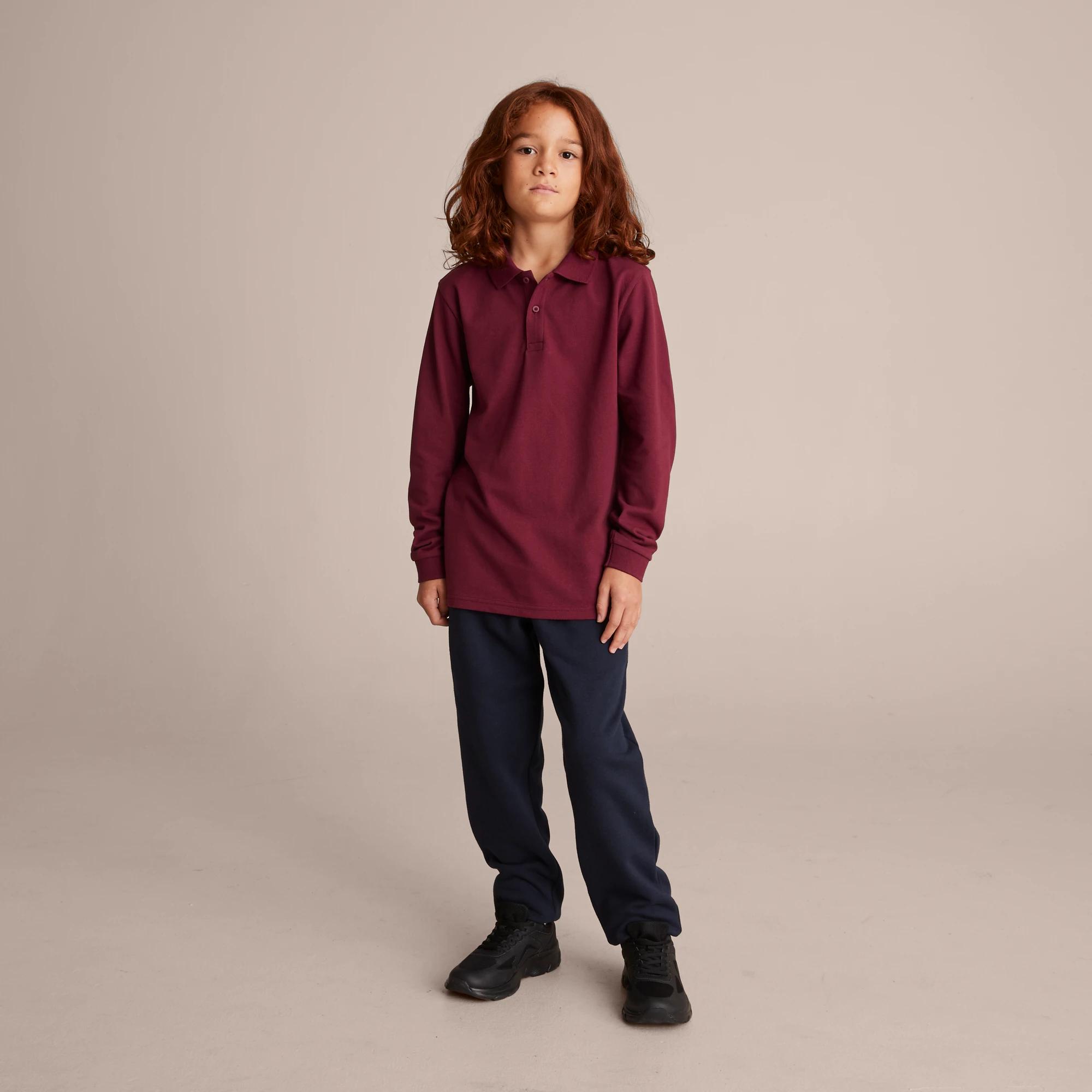 1 Target School Polo Long Sleeve Top BURGUNDY, 1 of 7