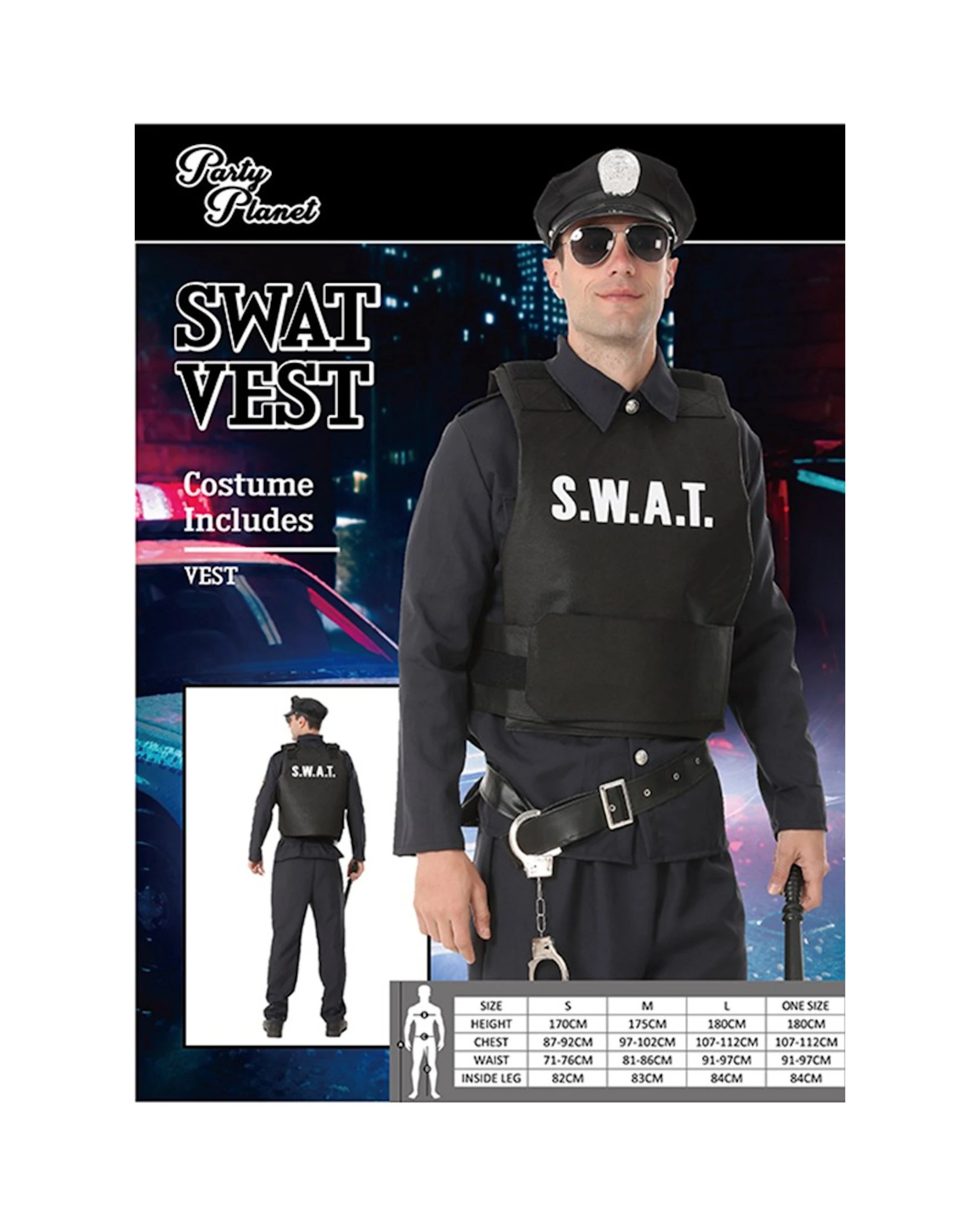 3 Party Planet Adult SWAT Vest Costume - ONE SIZE - Black, 3 of 3