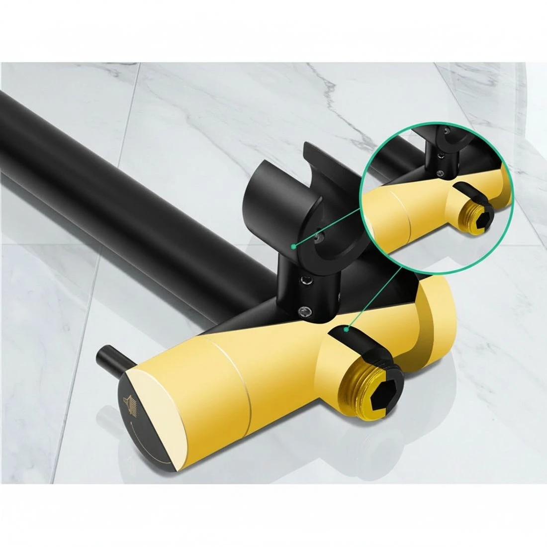 4 Cefito 9'' Rain Shower Head Set Handheld Round High Pressure - Black, 4 of 5