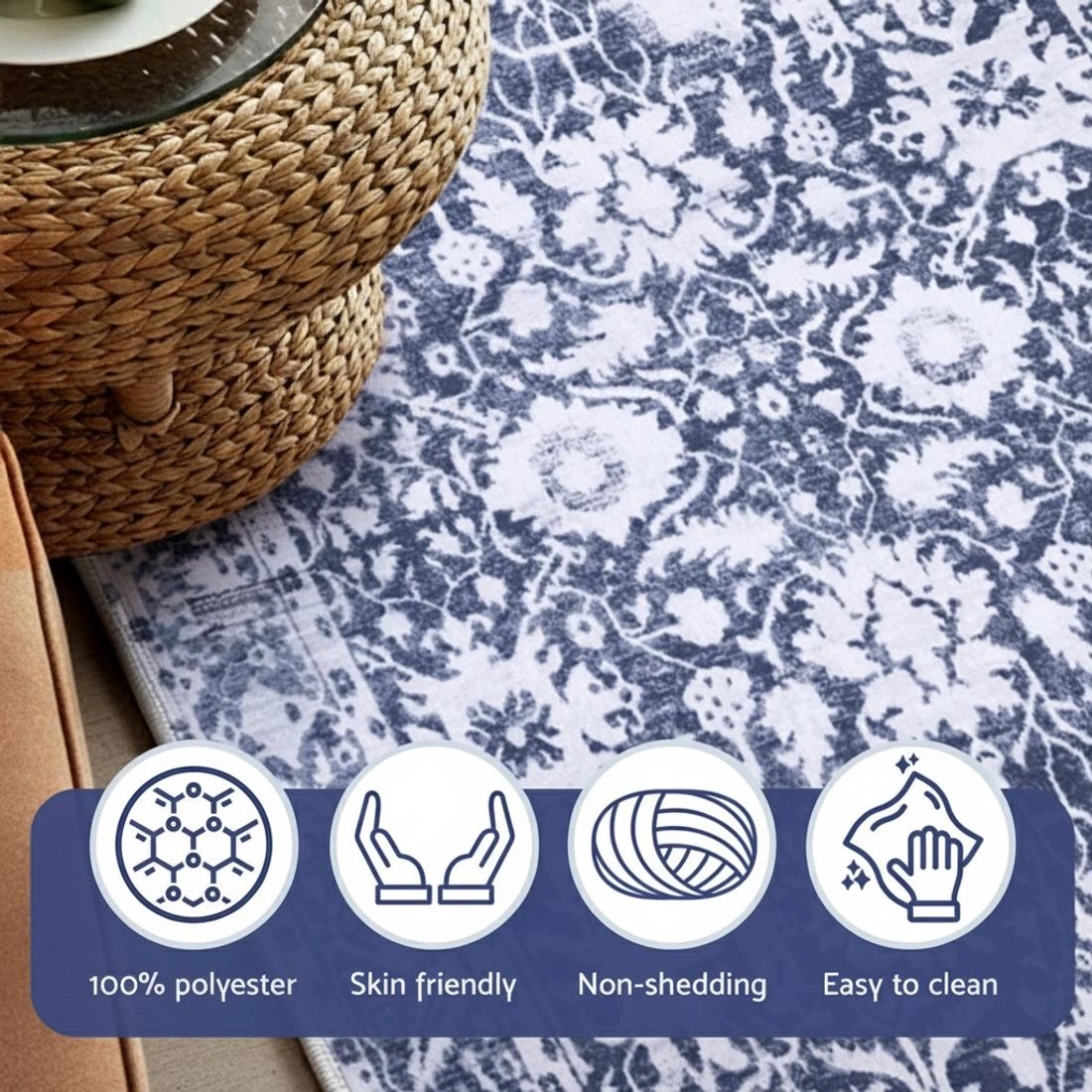 5 Artiss Floor Rug 50X80cm Doormat Soft  Non-Slip Bath Mat Small Rug Modern - Blue, 5 of 7