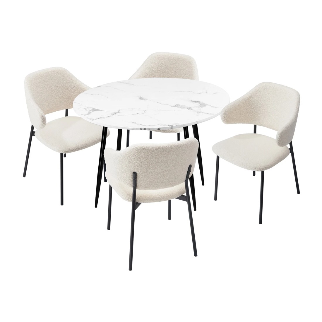 7 Oikiture 110cm Round Dining Table With 4pcs Dining Chairs Accent Sherpa
 - Multi, 7 of 10