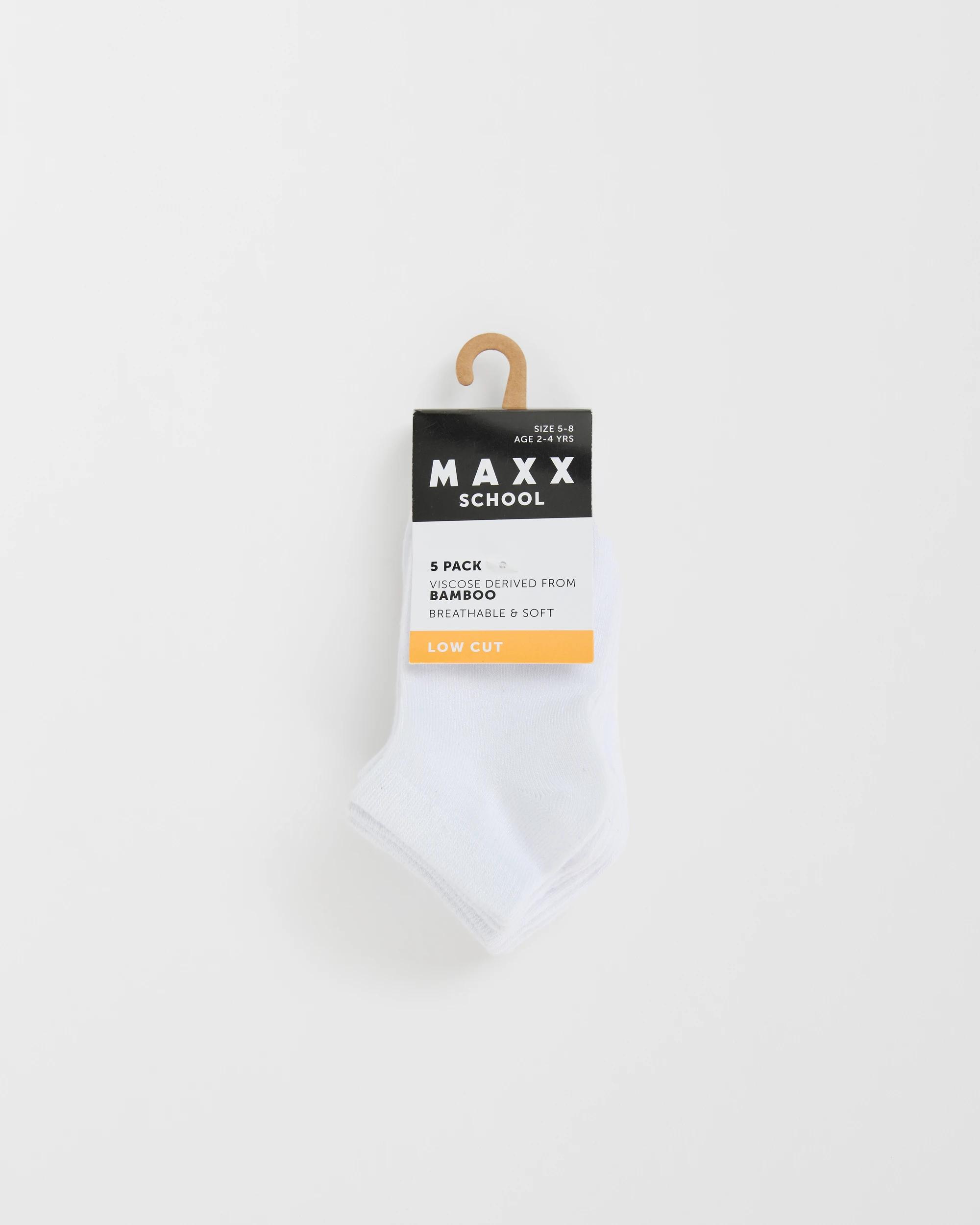 3 Maxx Bamboo 5 Pack Low Cut School Socks WHITE, 3 of 3