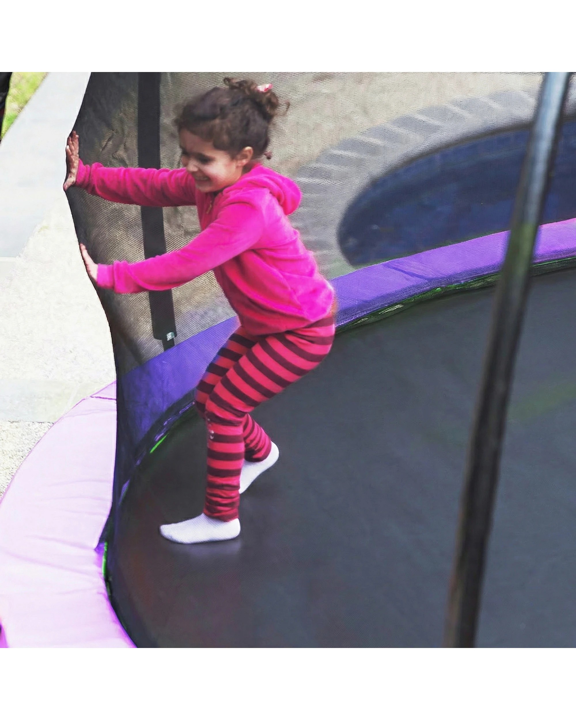 6 Kahuna 14ft Trampoline with Basketball Set and Roof in Purple, 6 of 10