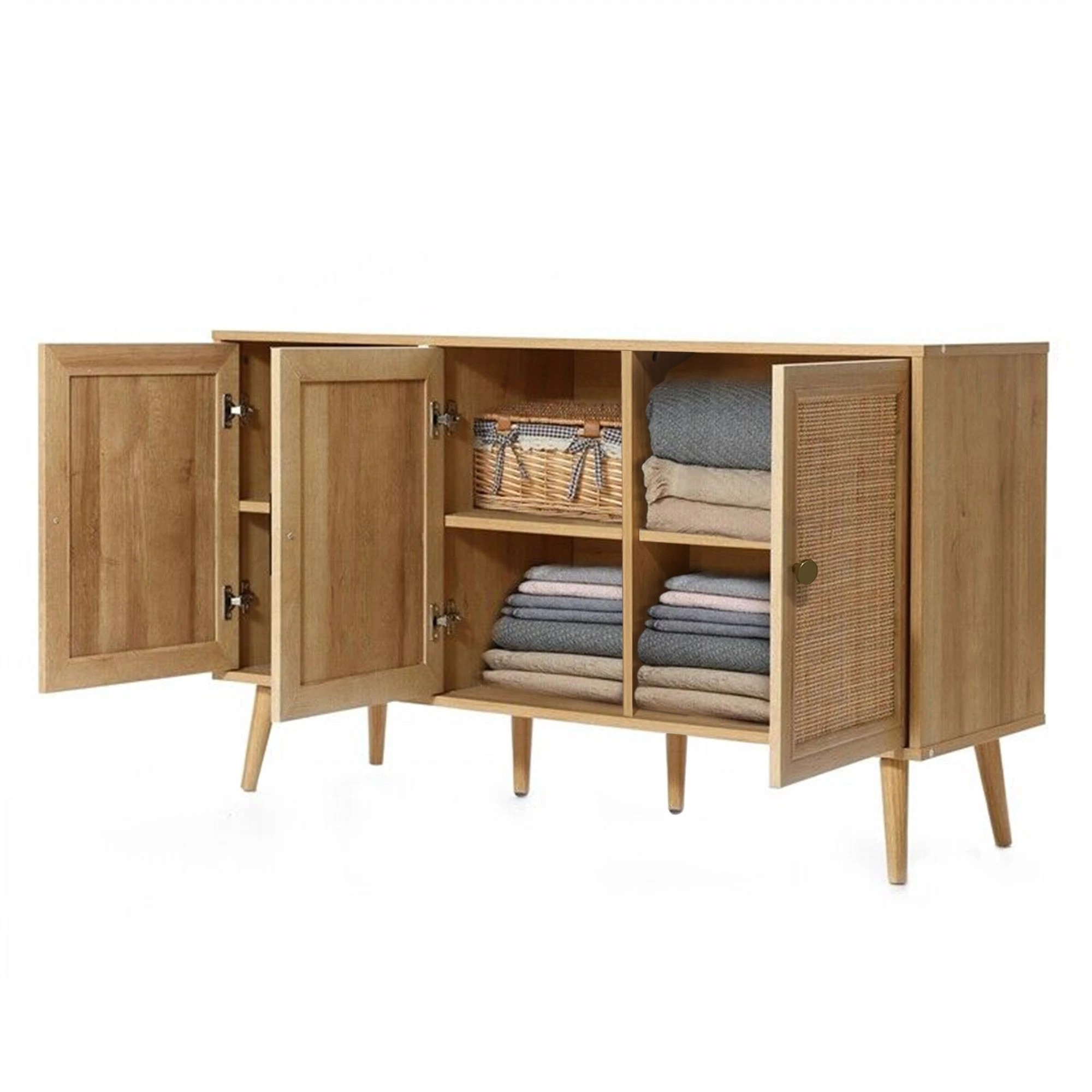 9 Foret Rattan Kitchen Sideboard Cabinet Storage Shelf Organizer Hallway Table, 9 of 10