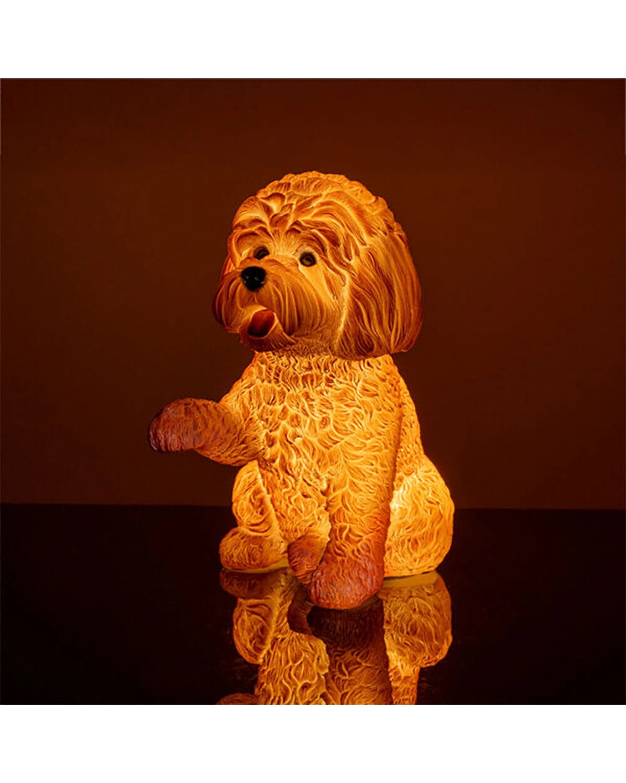 2 MDI Aus Table Lamp Night Light Bedroom Decor Kids Children Poodle Dog LED Soft Glow - Brown, 2 of 5