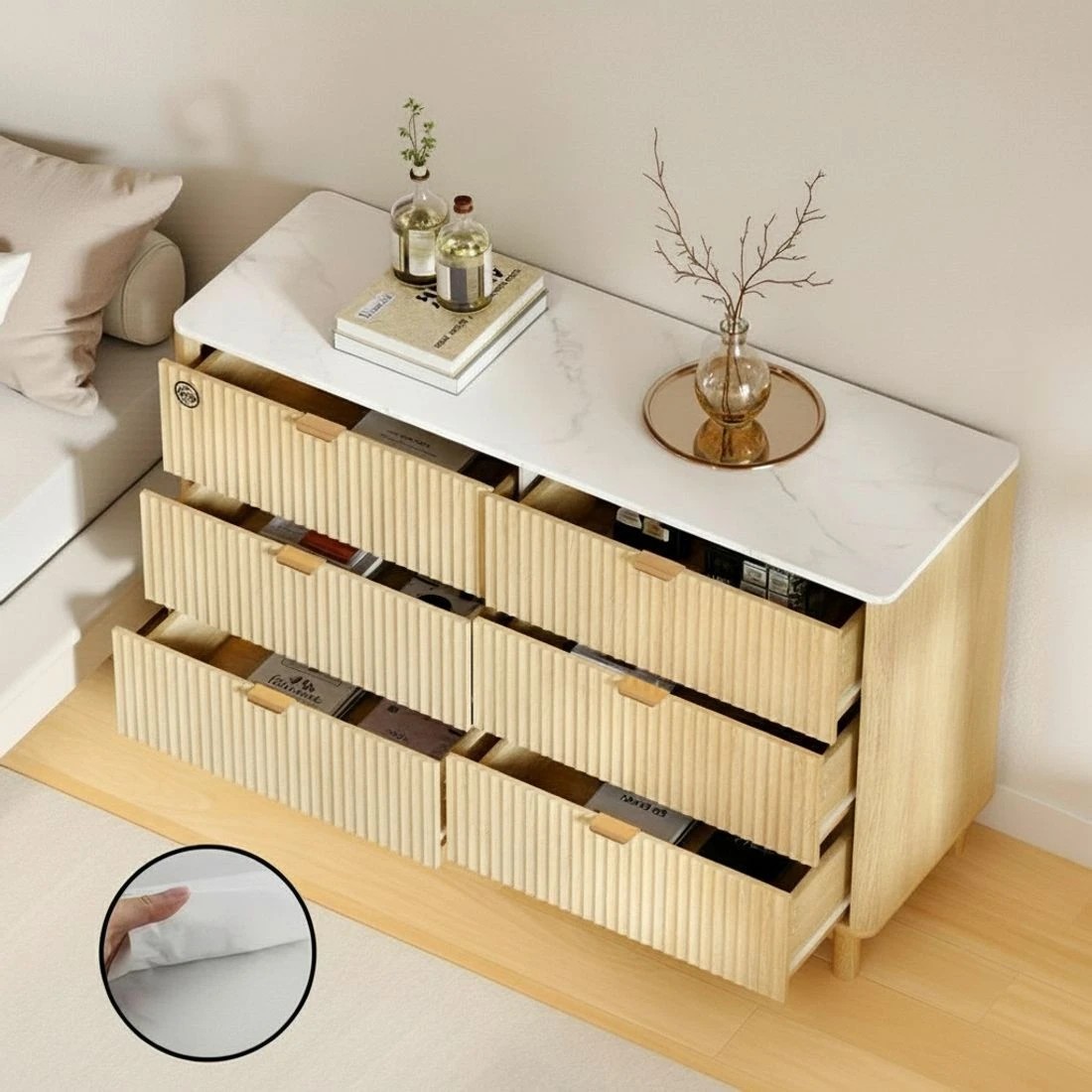 6 Artiss 6 Chest of Drawers Dresser Table - Brown, 6 of 10