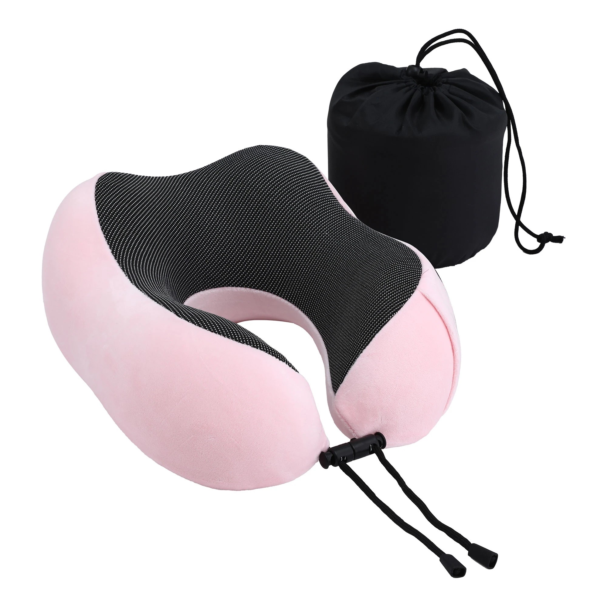 1 Wanderlite Travel Pillow for Airplanes Memory Foam Neck Pillows with Storage Bag - Pink, 1 of 5